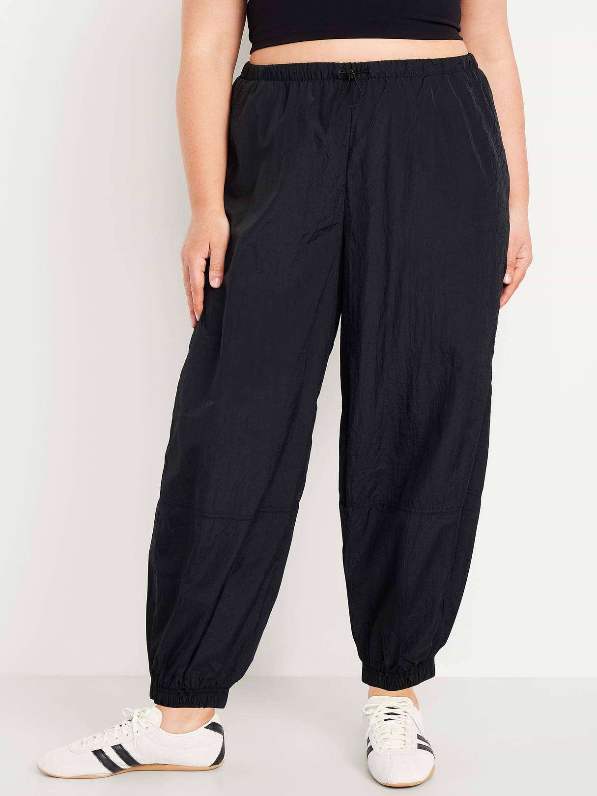 Pull-On Windbreaker Parachute Pants - Black Jack