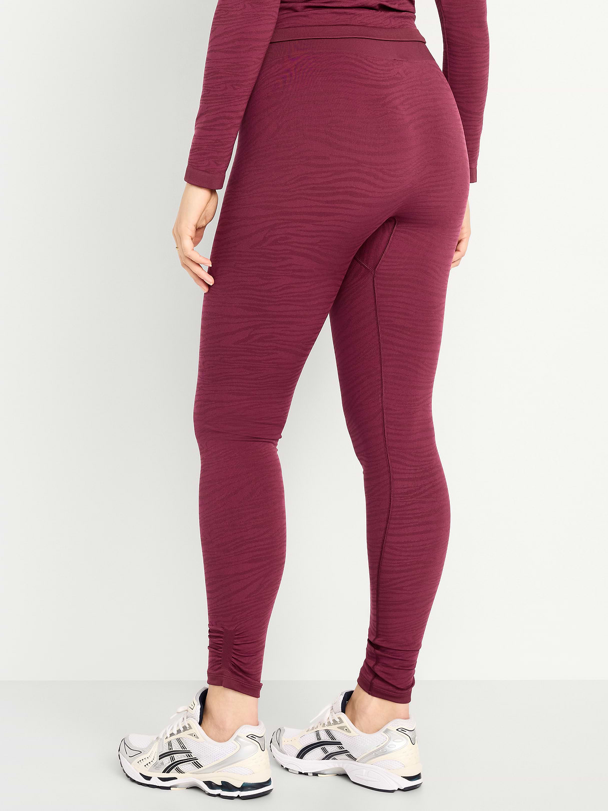 High-Waisted Seamless Jacquard Leggings - Thimble Berry