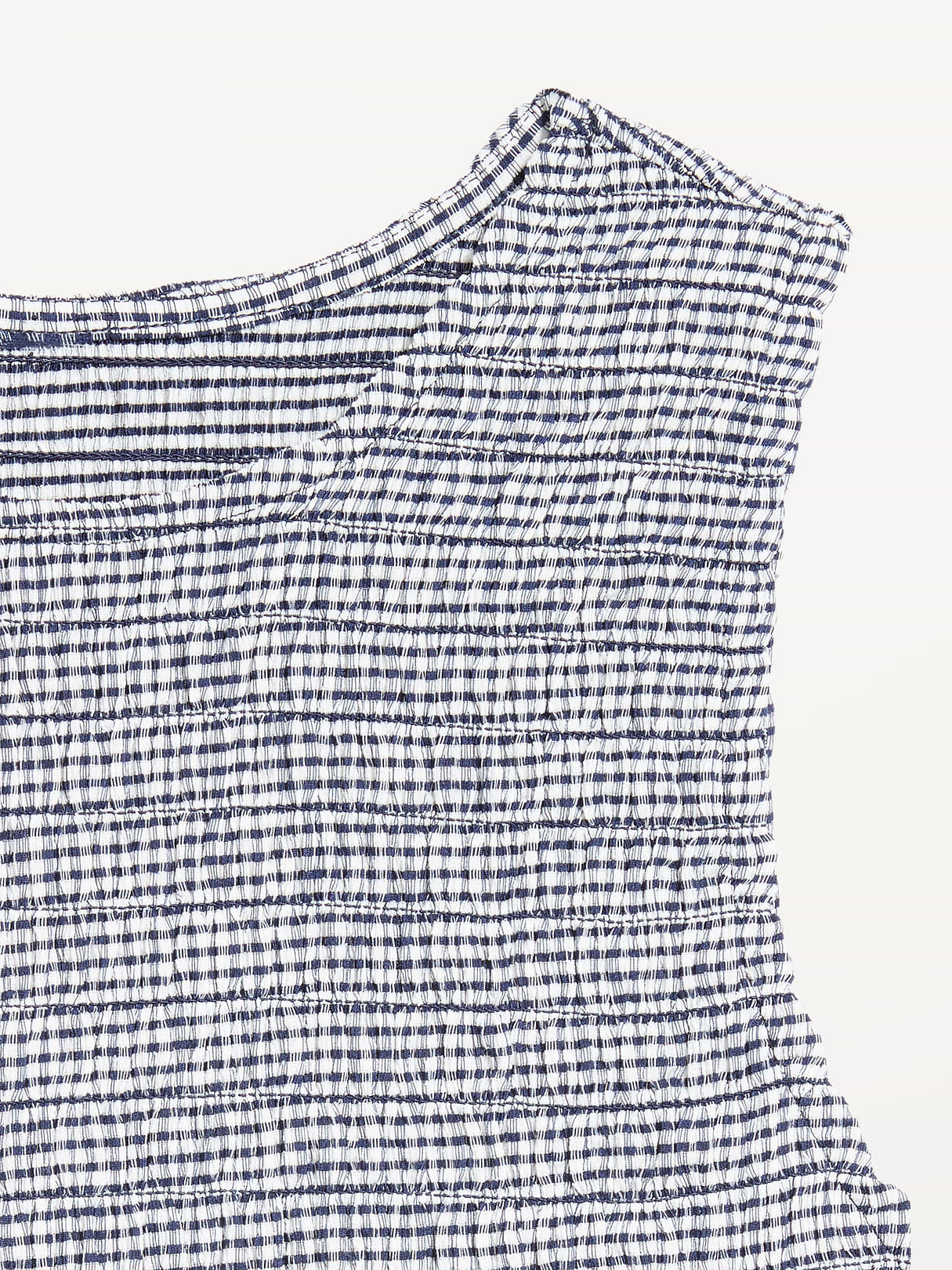 Sleeveless Smocked Tank Top - Navy Gingham