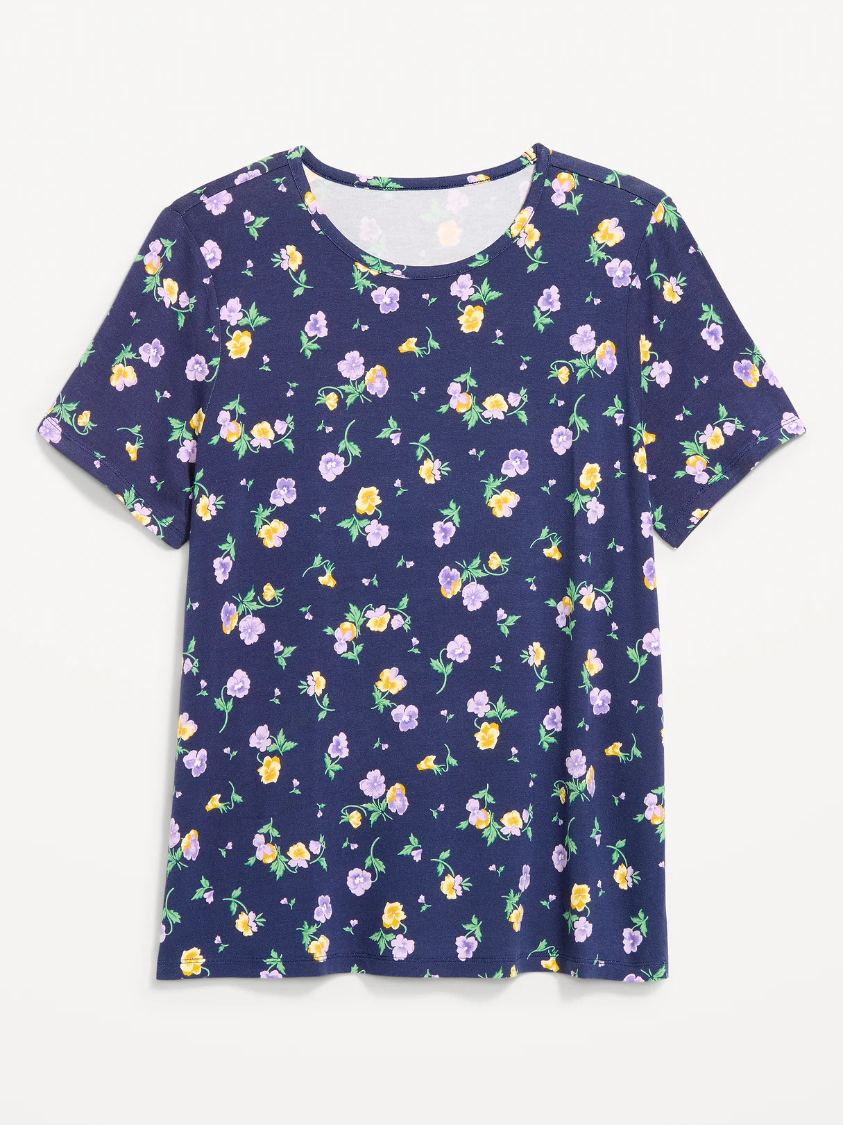 Luxe Crew-Neck T-Shirt - Blue Floral
