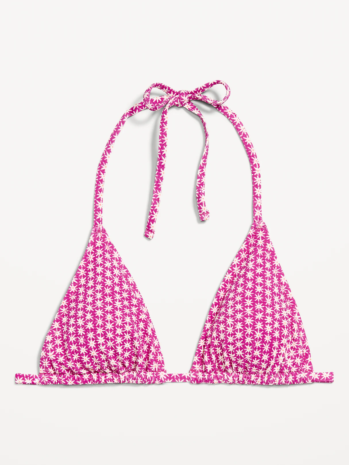 Pique Triangle String Bikini Swim Top - Pink Ditsy Floral