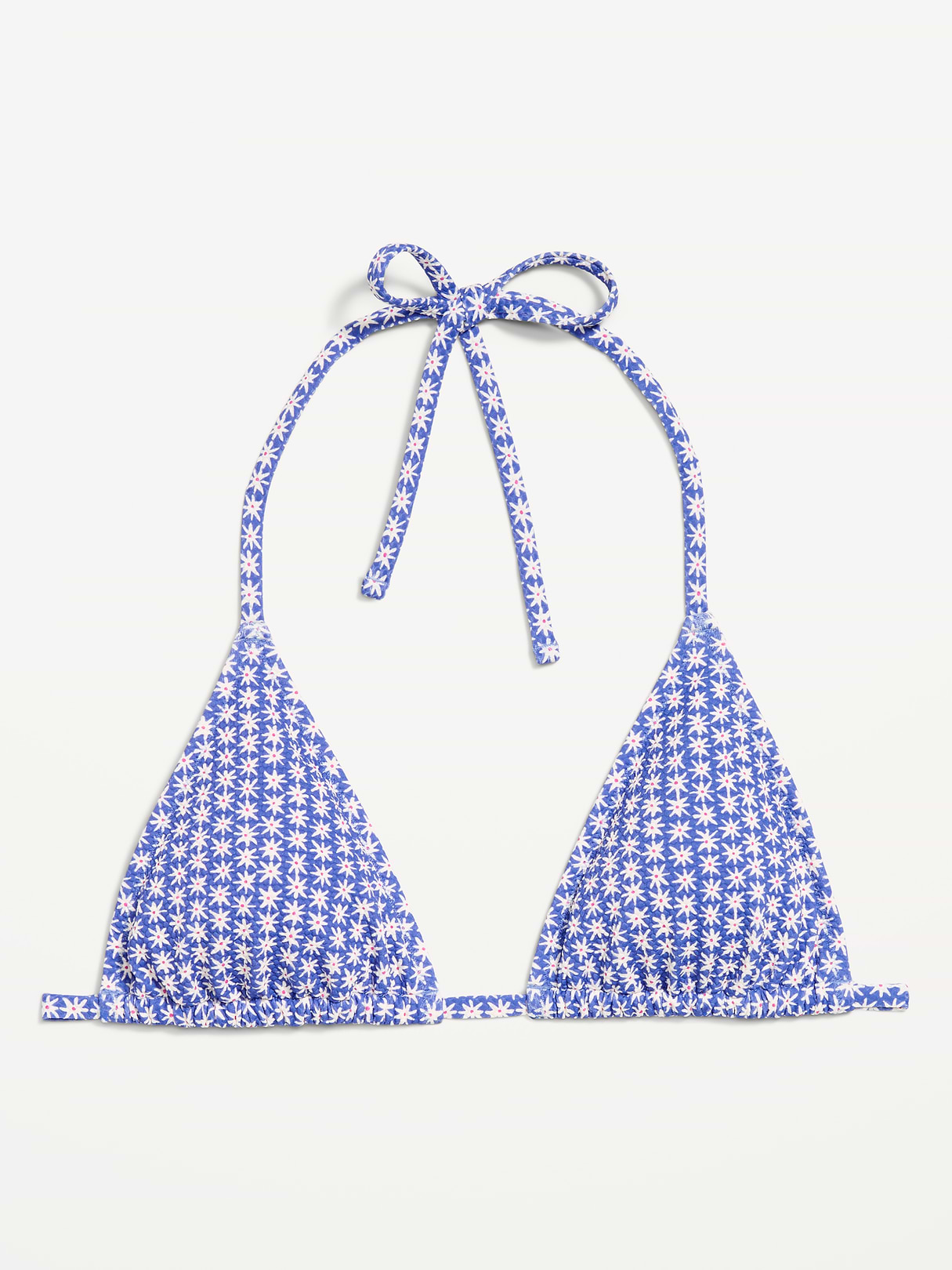 Pique Triangle String Bikini Swim Top - Blue Ditsy Floral
