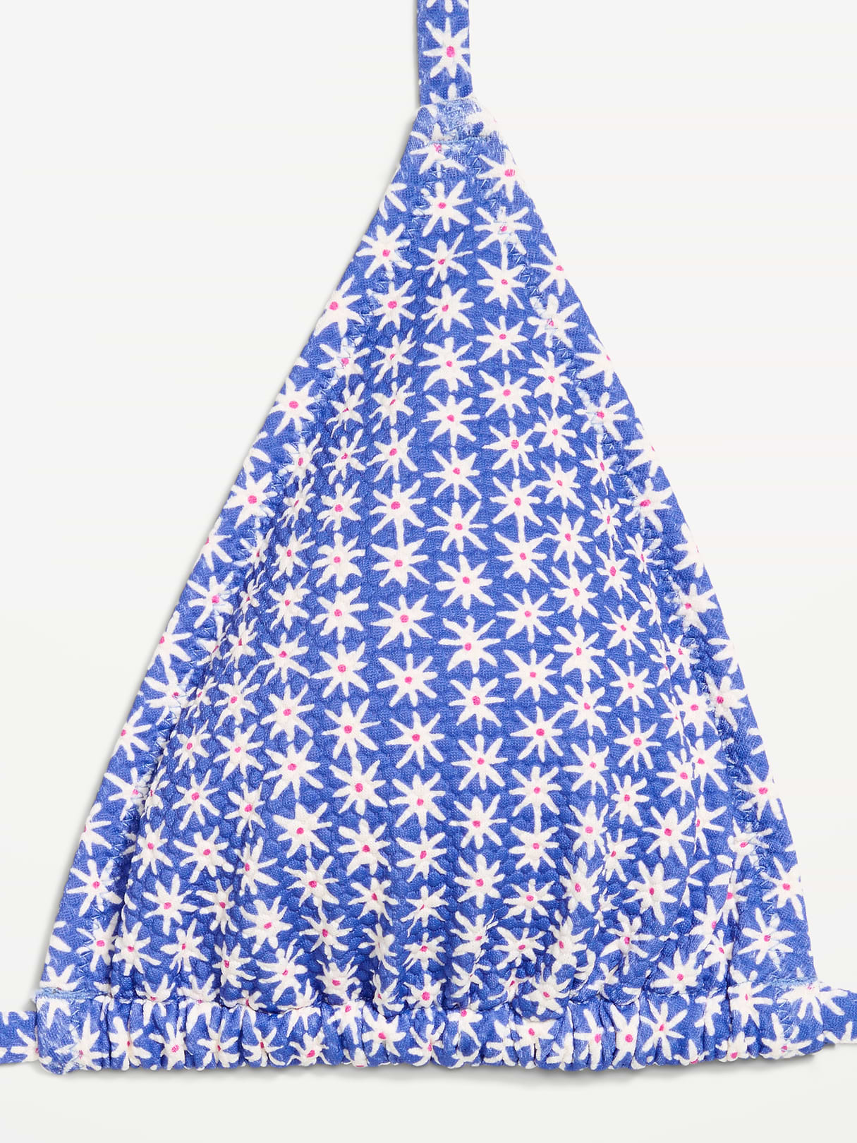 Pique Triangle String Bikini Swim Top - Blue Ditsy Floral