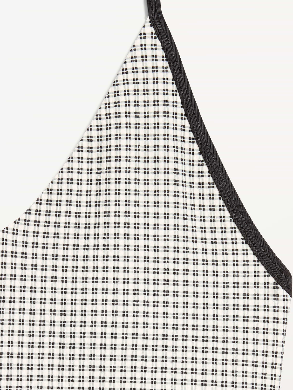 Pique V-Neck Halter Swimsuit - Black/White Gingham