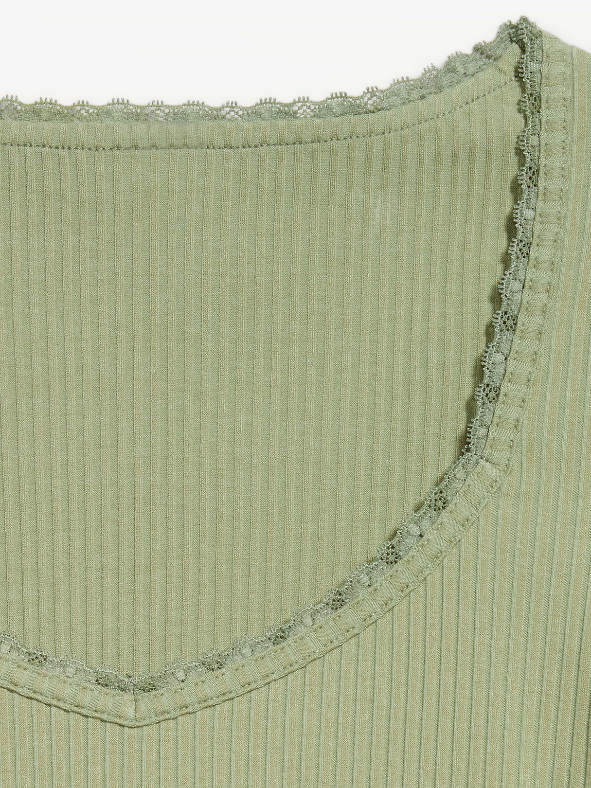 Lace-Trim Sweetheart-Neck Ribbed Top - Bare Ground