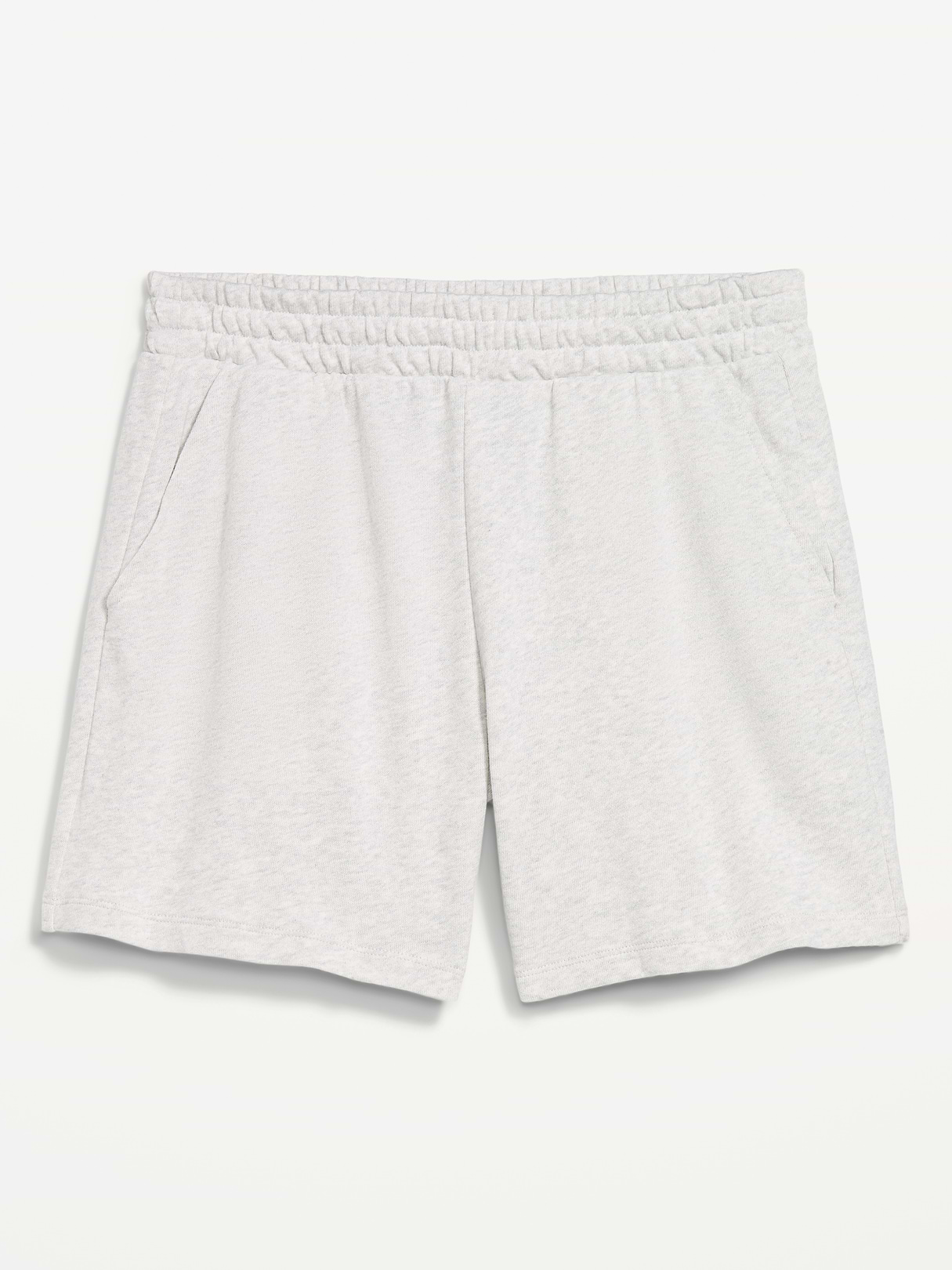 High-Waisted Pull-On Shorts -- 5-inch inseam - Light Gray Heather