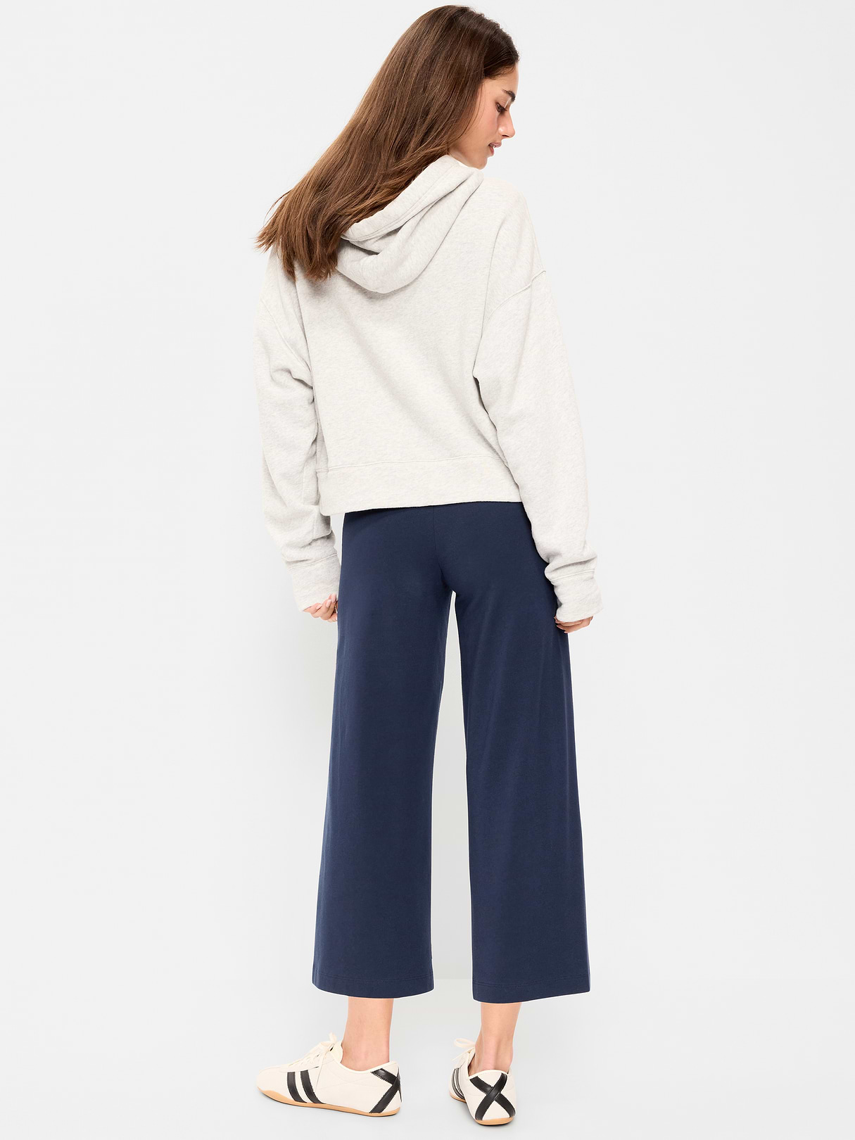 High-Waisted Fashion Wide-Leg Cropped Leggings - In the Navy
