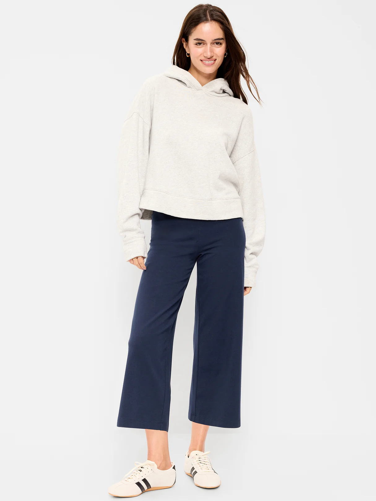 High-Waisted Fashion Wide-Leg Cropped Leggings - In the Navy