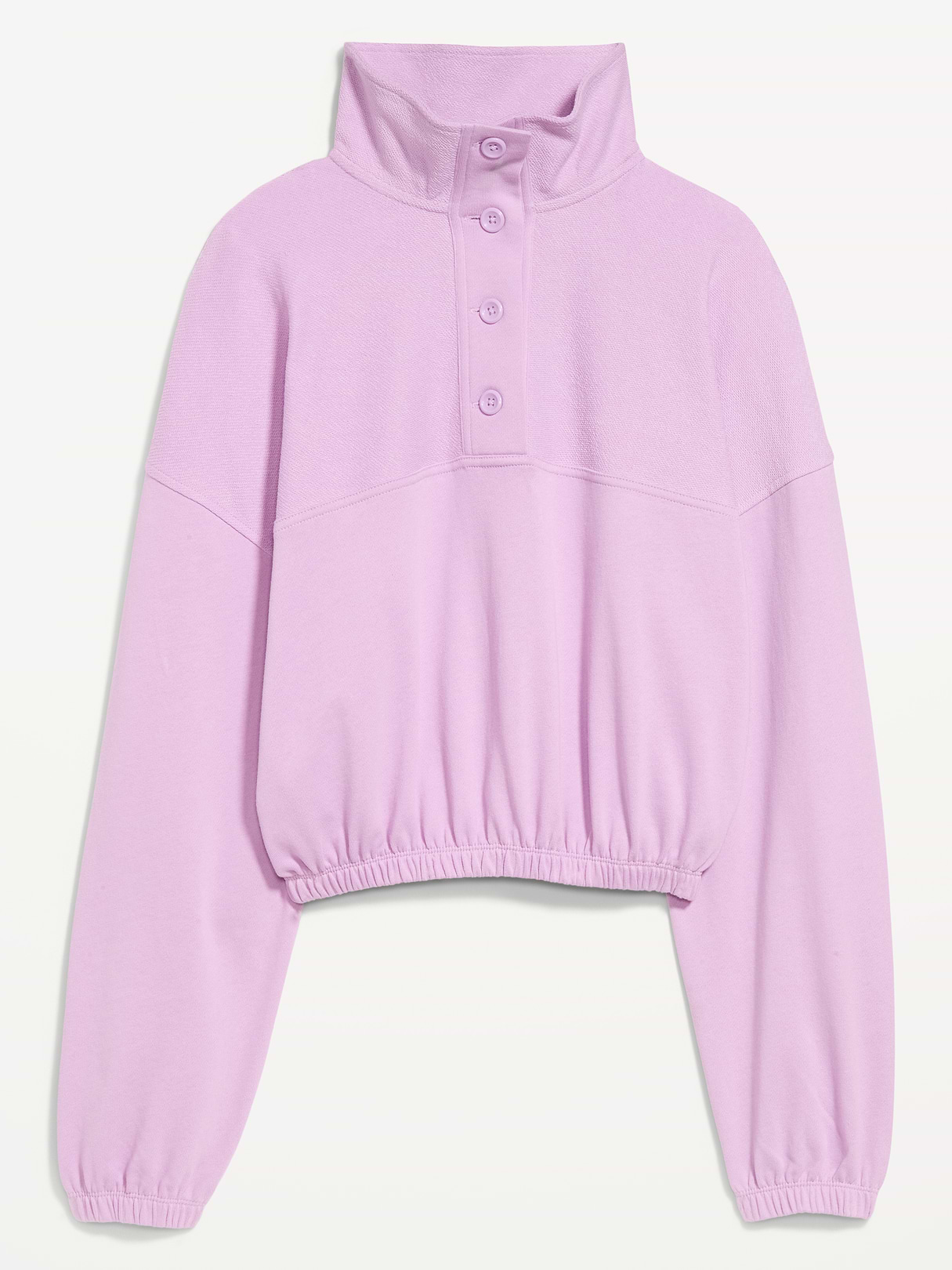 Button-Up Funnel-Neck Sweatshirt - Wild Aster