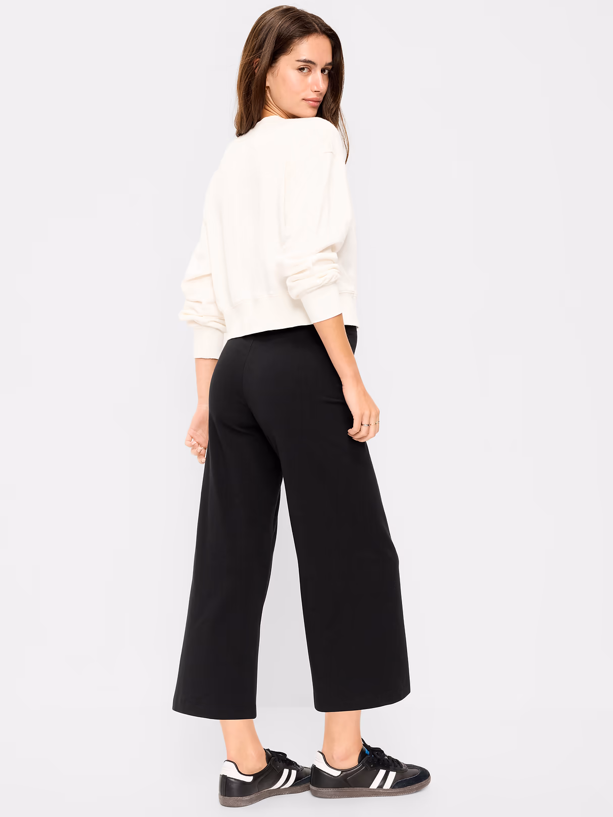 High-Waisted Fashion Wide-Leg Cropped Leggings - BlackJack