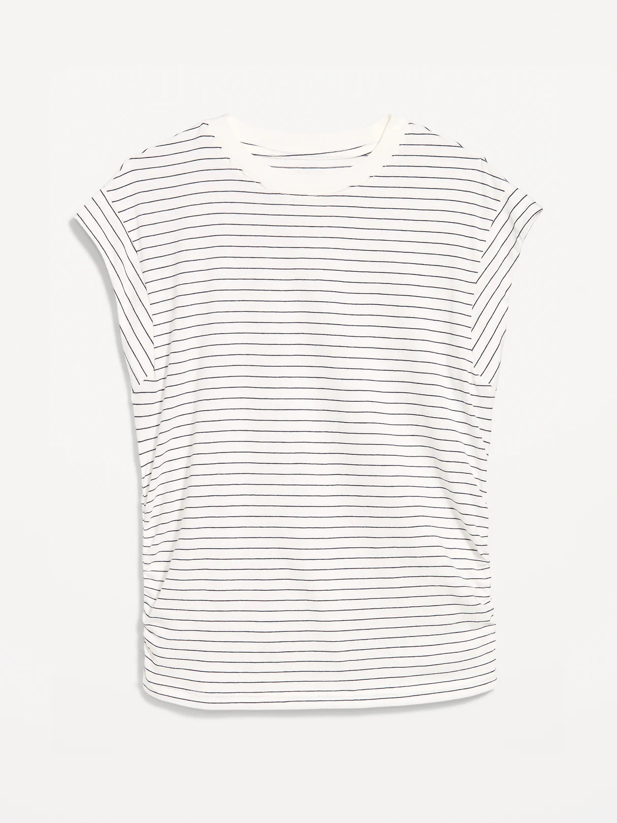 Cap-Sleeve Cinch-Waist Top - Sea Salt Stripe