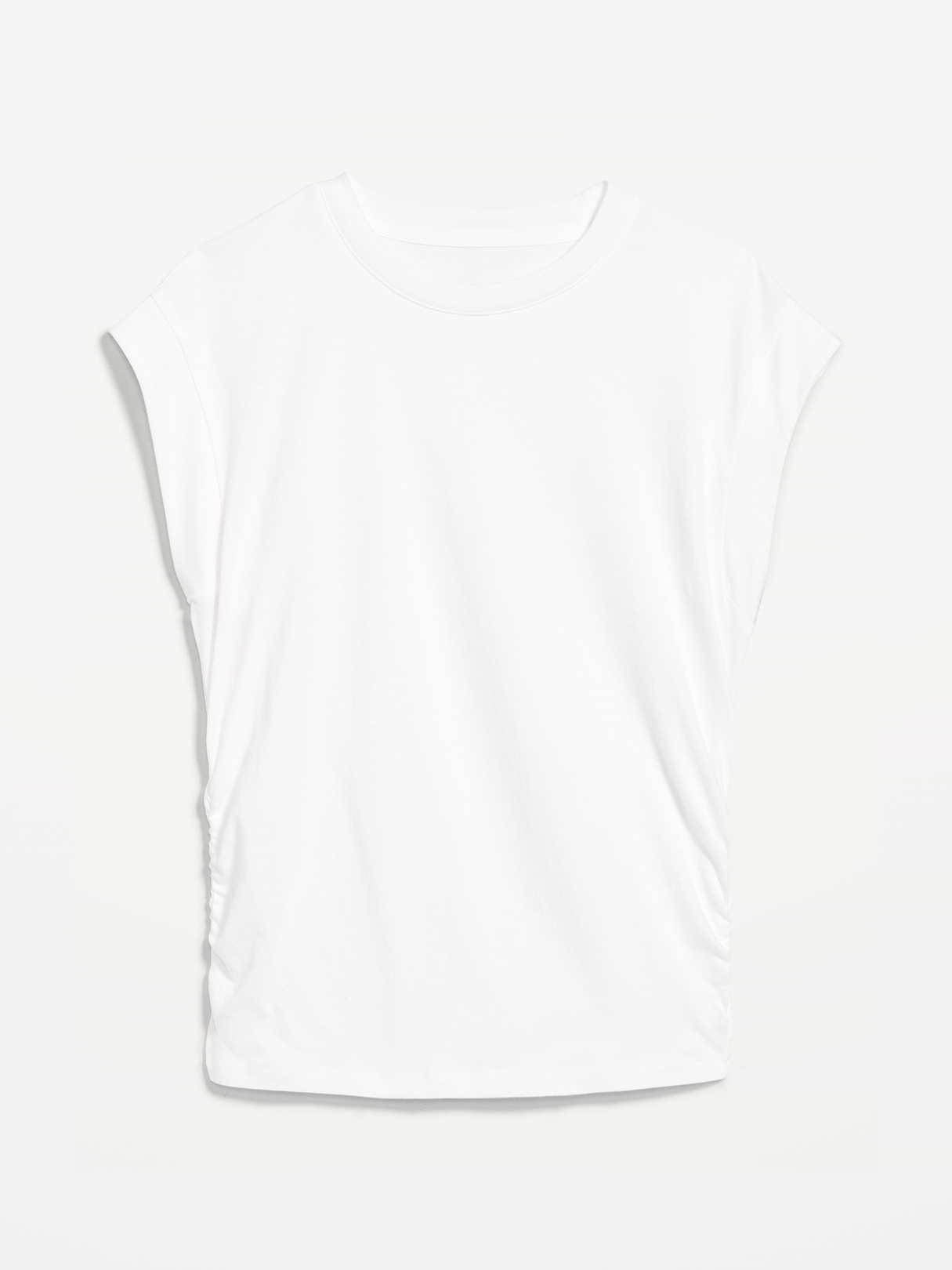 Cap-Sleeve Cinch-Waist Top - White Lilies