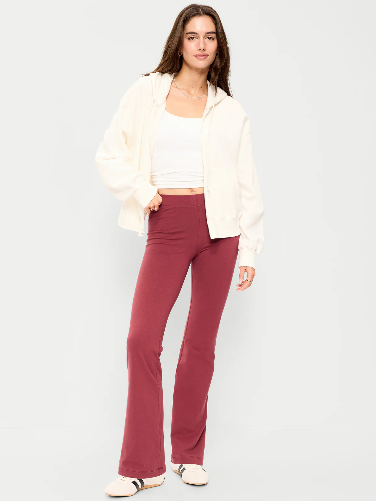 High-Waisted Flare Leggings - Red Clover