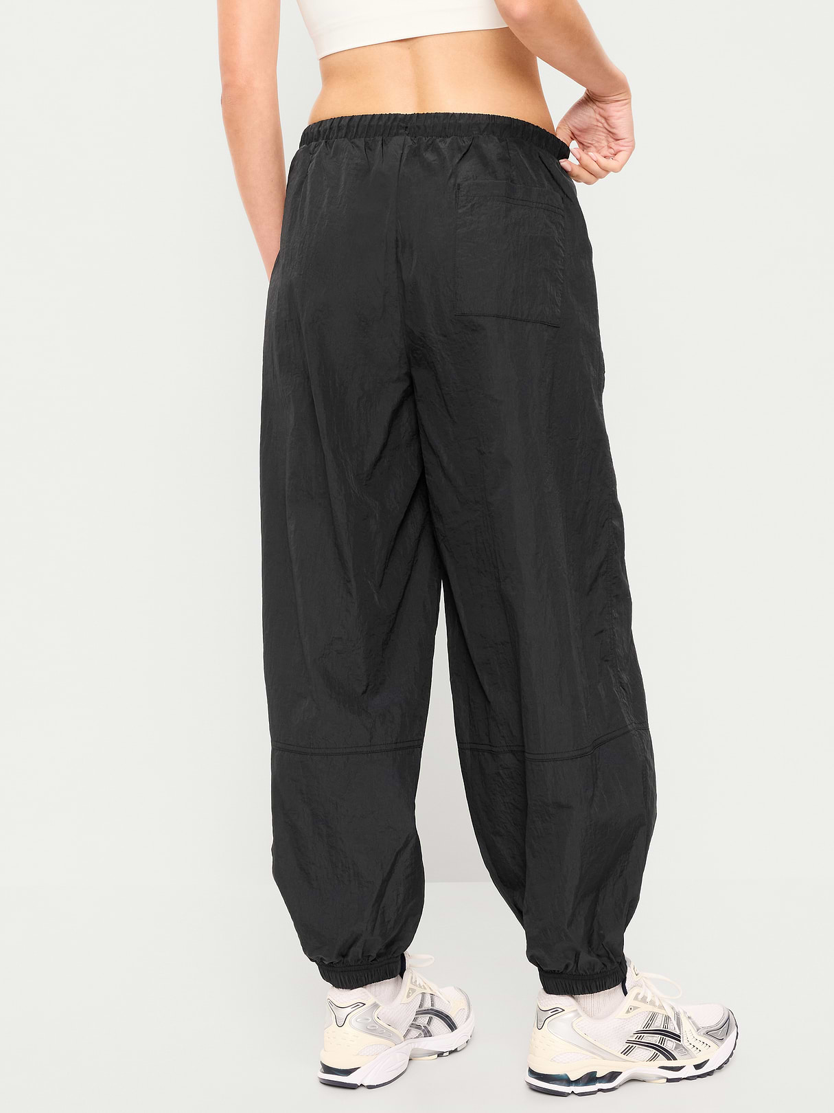 Pull-On Windbreaker Parachute Pants - Black Jack