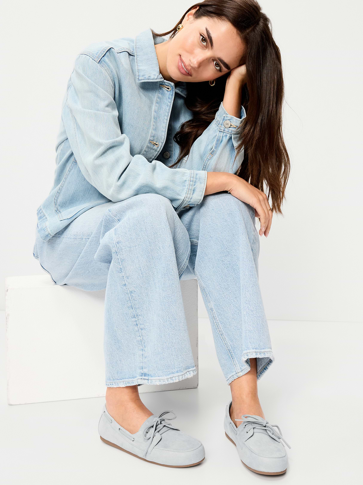 Faux-Suede Boat Shoes for Women - Chambray Blue