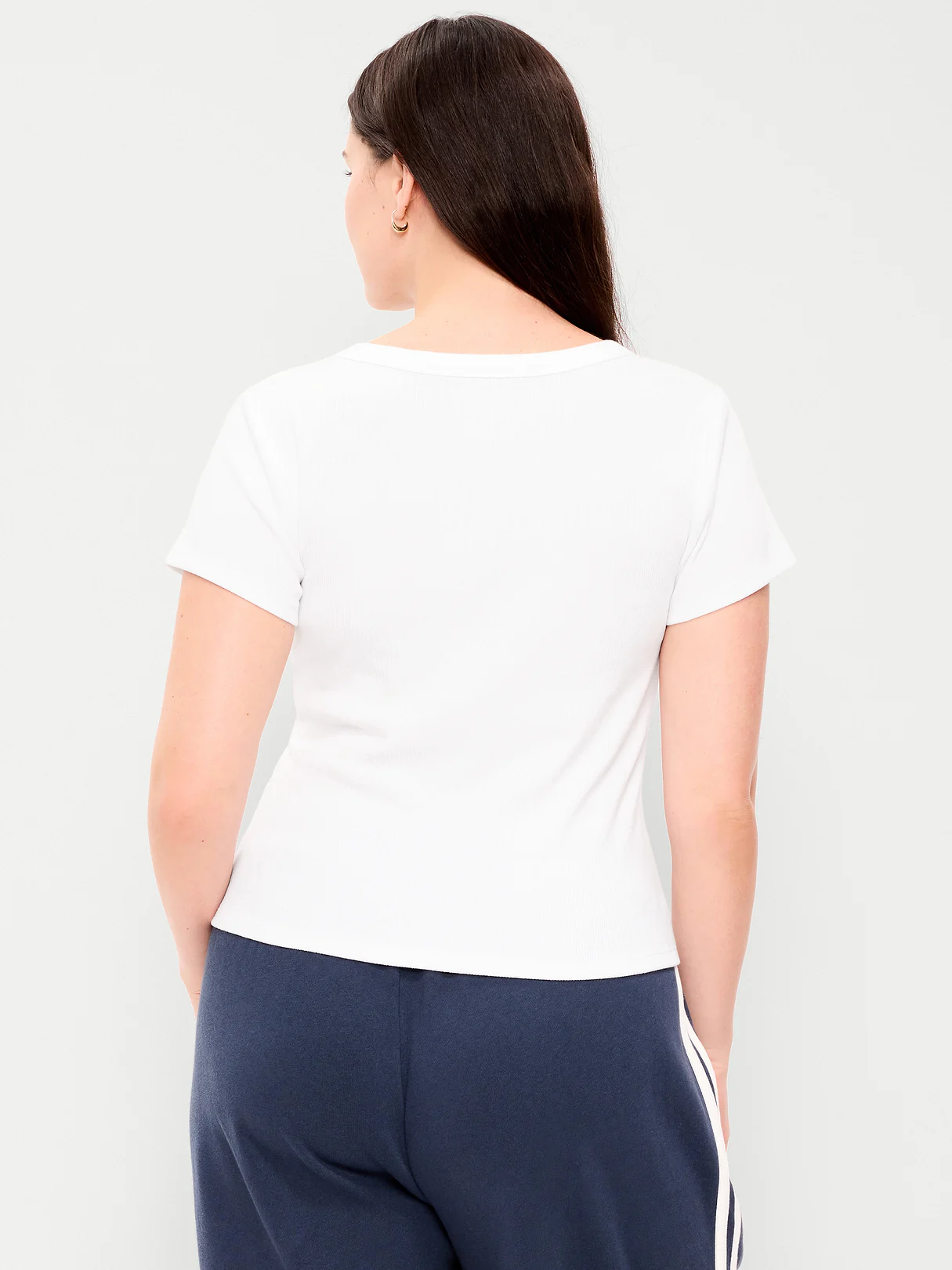 Snug Crop V-Neck Ribbed T-Shirt - Calla Lilies