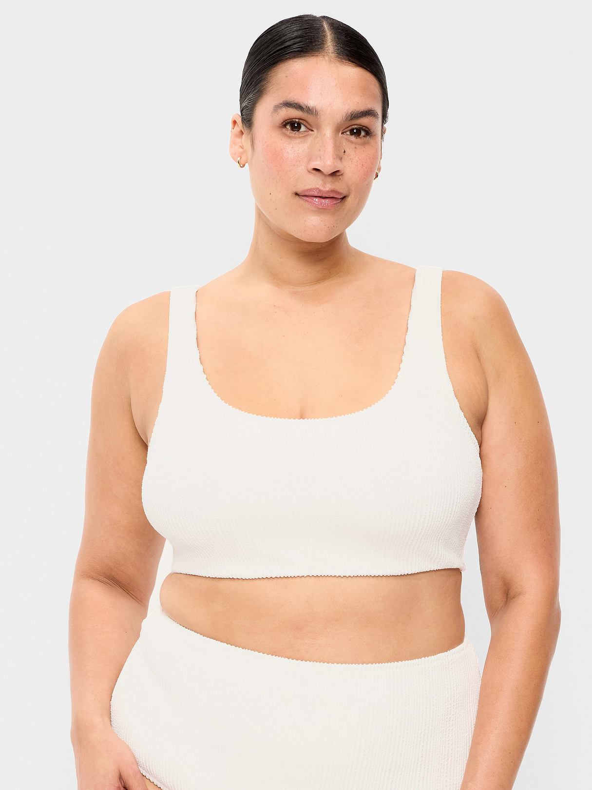 Ribbed Scoop-Neck Swim Top - Sea Salt