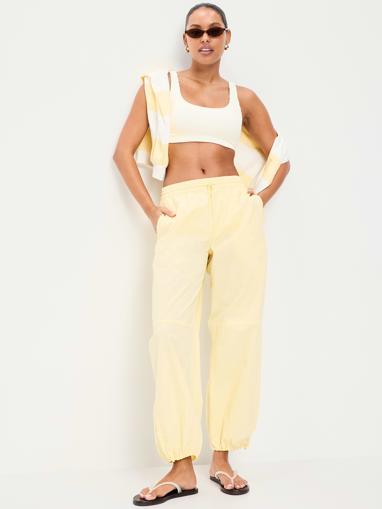 Ribbed Scoop-Neck Swim Top - Sea Salt