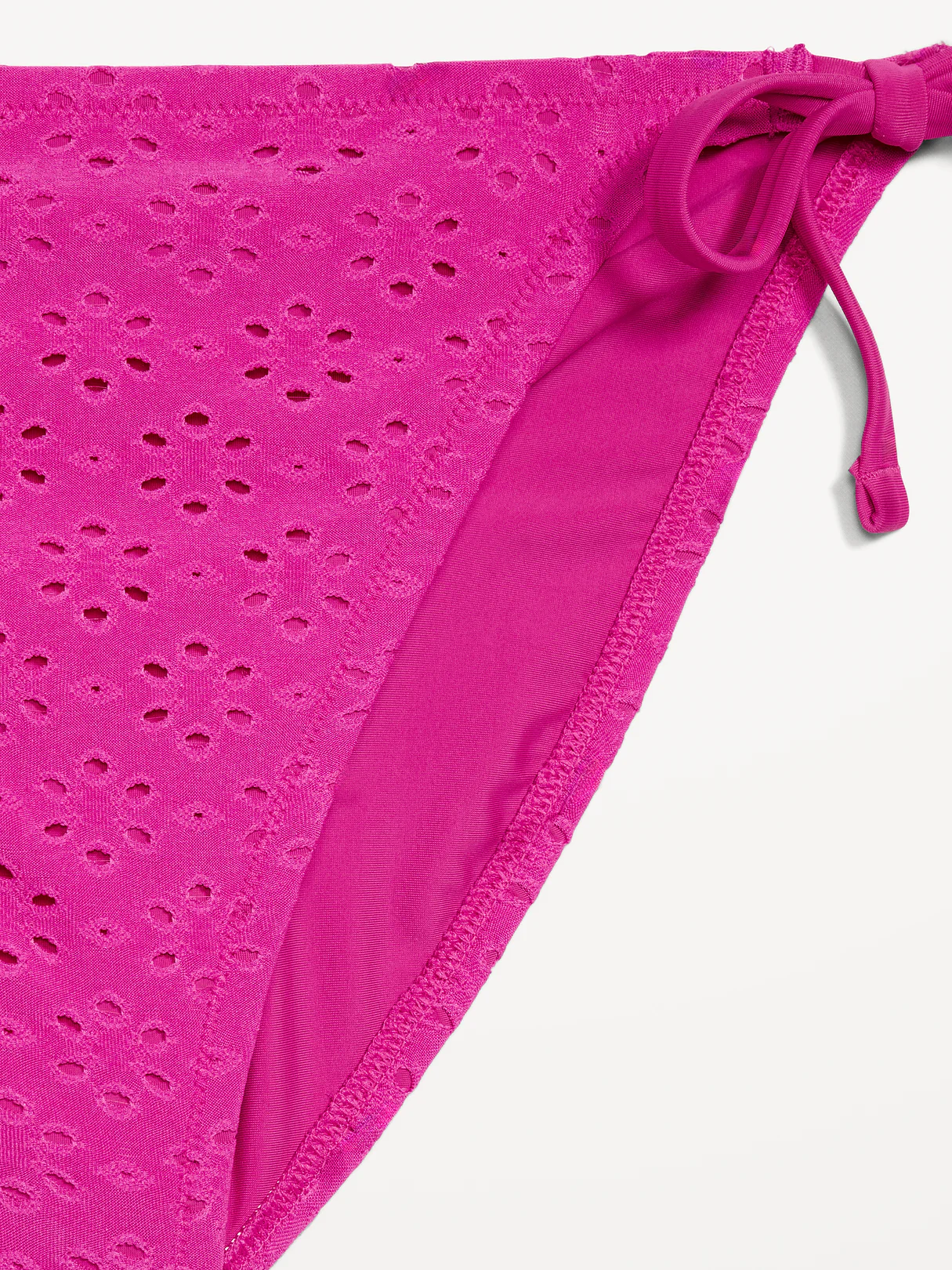 Eyelet String Bikini Swim Bottoms - Dragonfruit