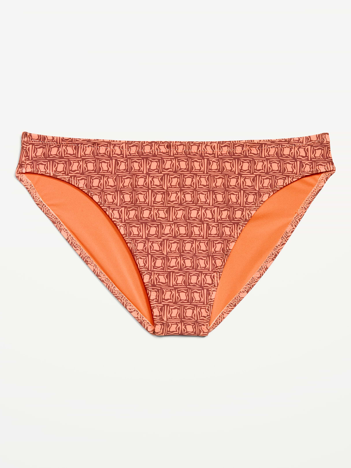 Mid-Rise Bikini Swim Bottoms - Orange Geo