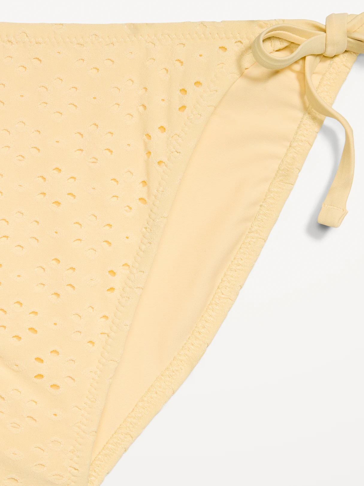 Eyelet String Bikini Swim Bottoms - Golden Straw