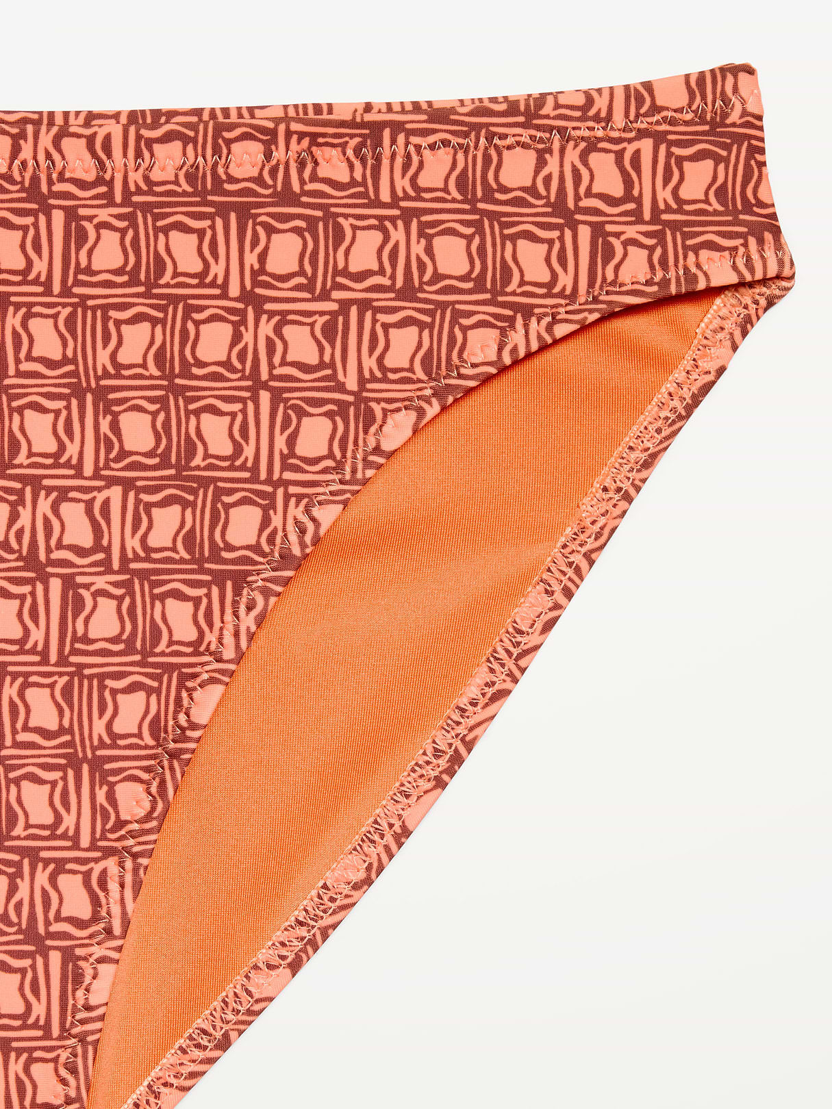 Mid-Rise Bikini Swim Bottoms - Orange Geo