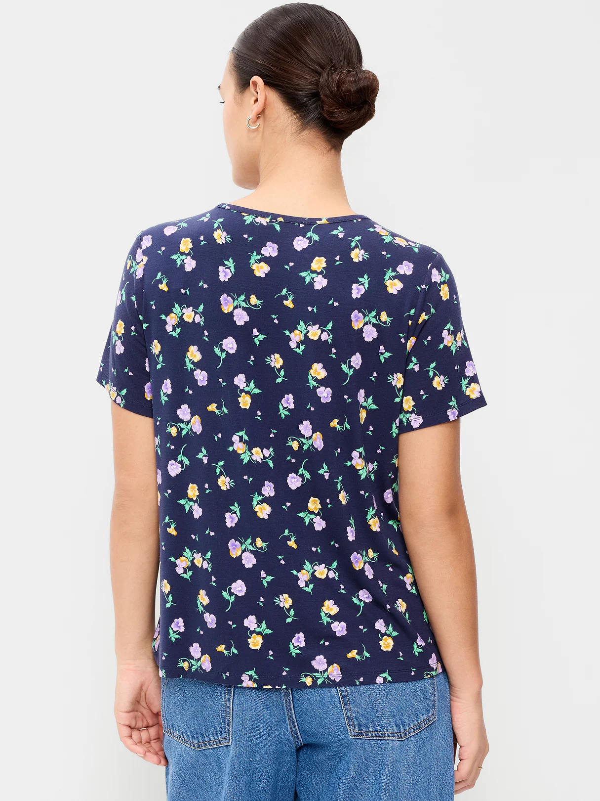 Luxe Crew-Neck T-Shirt - Blue Floral