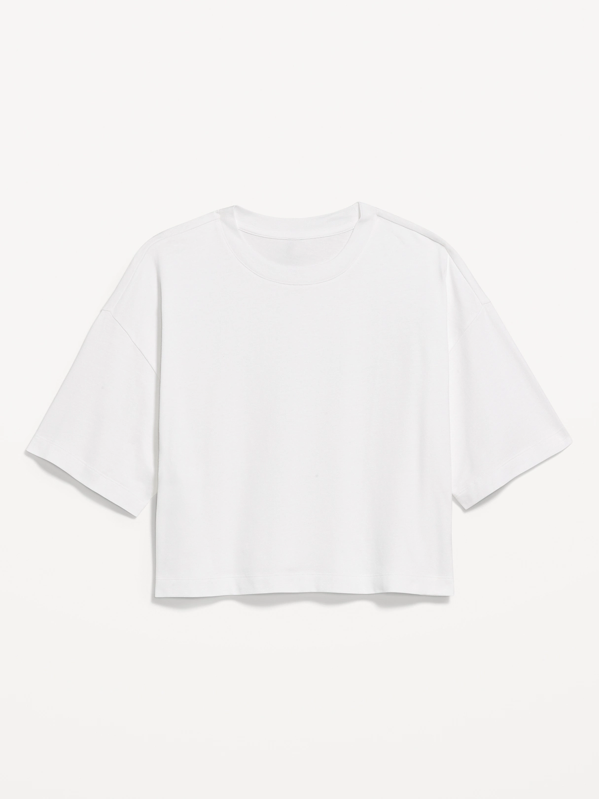 Vintage Crew-Neck Oversized Crop T-Shirt - Calla Lily White