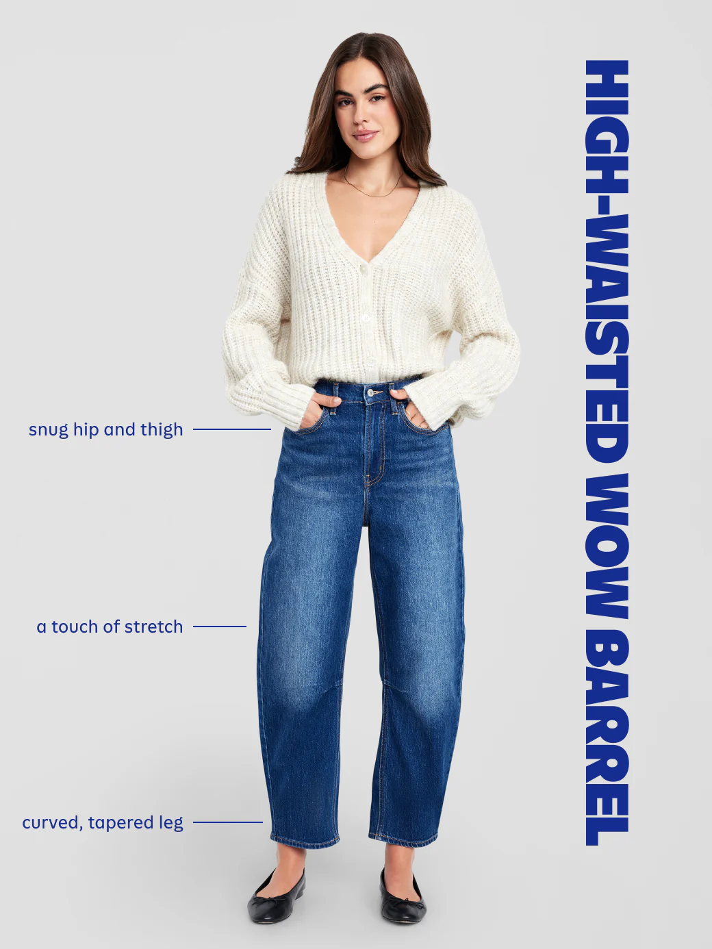 High-Waisted Wow Barrel-Leg Ankle Jeans - Light Wash