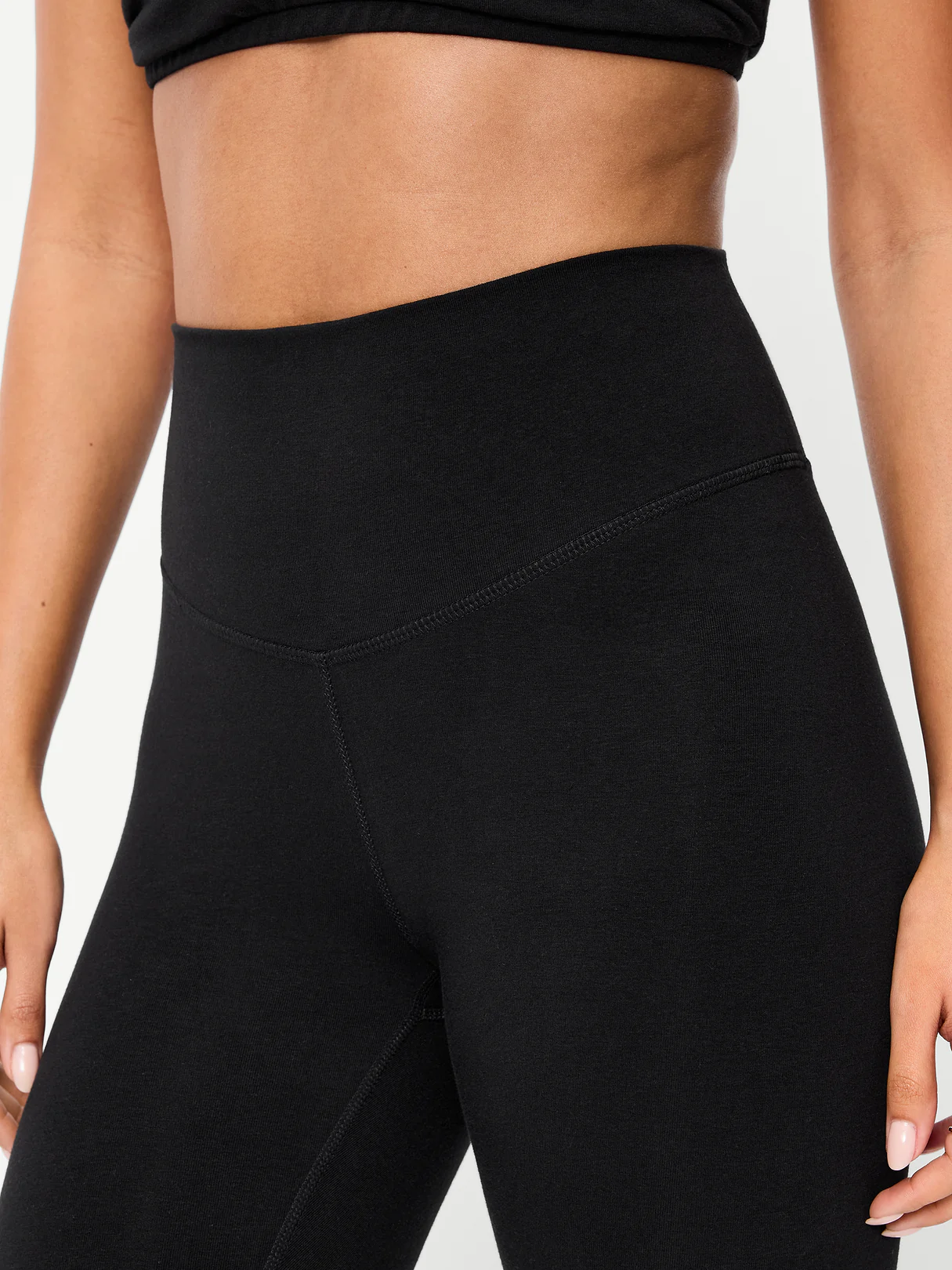 High-Waisted PowerChill 7/8 Cotton Leggings - Black Jack
