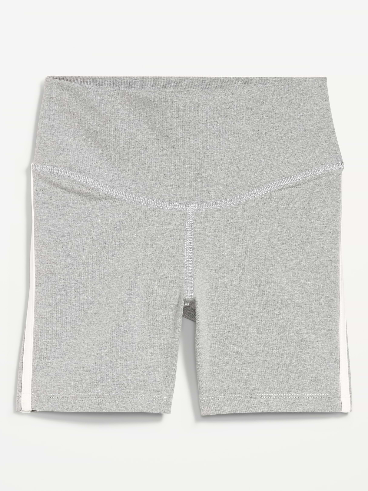 High-Waisted PowerChill Biker Shorts -- 5-inch inseam - Gray Stripe