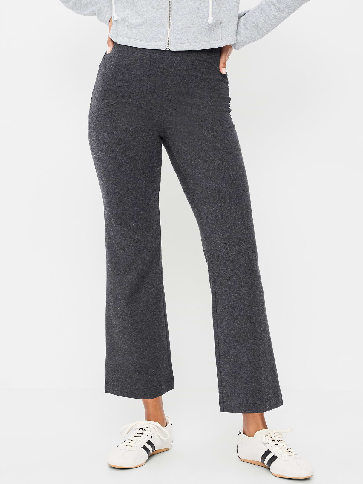 High-Waisted Fashion Kick Flare Leggings - Dark Heather Gray