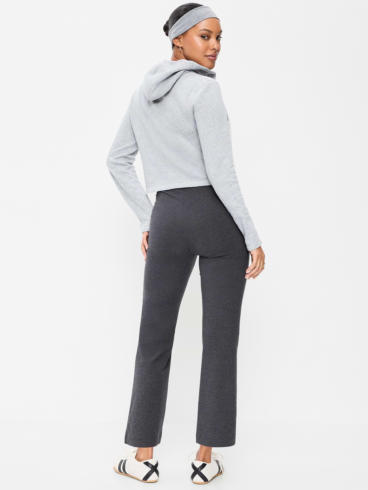 High-Waisted Fashion Kick Flare Leggings - Dark Heather Gray