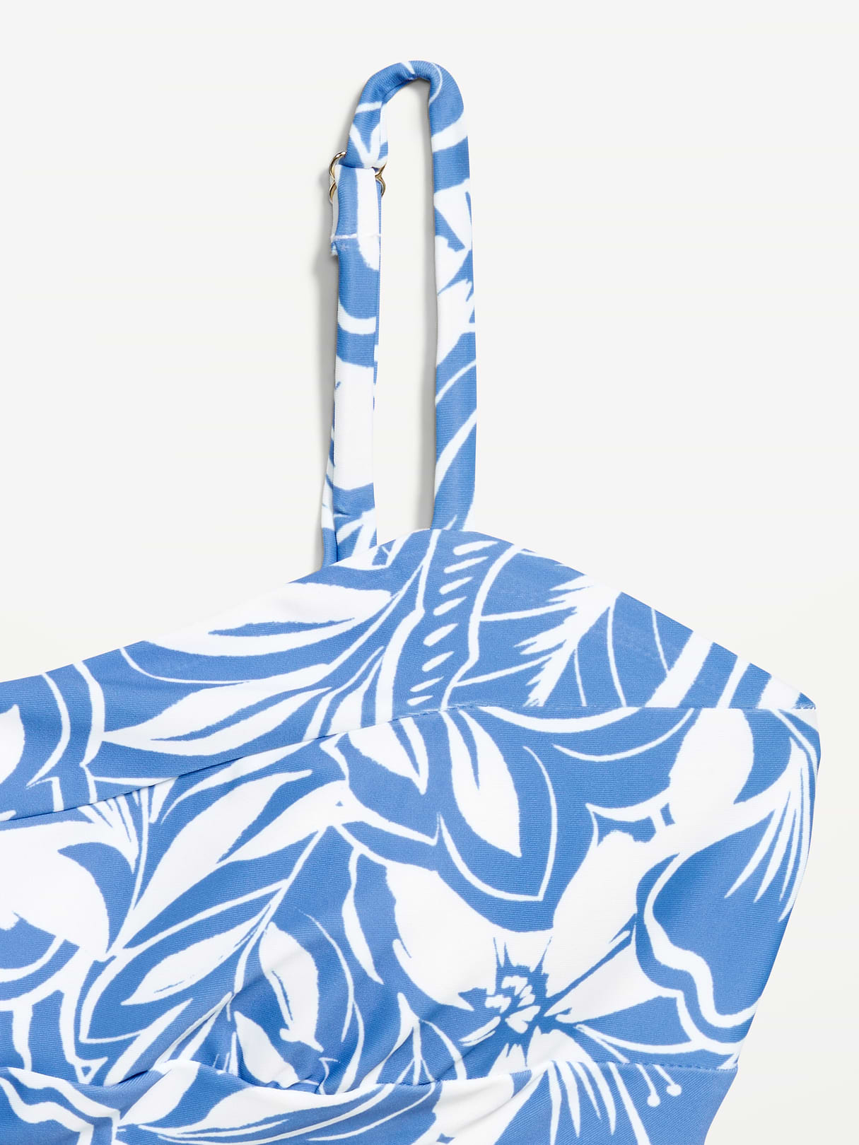 Ribbed Bra Bikini Swim Top - Blue Floral