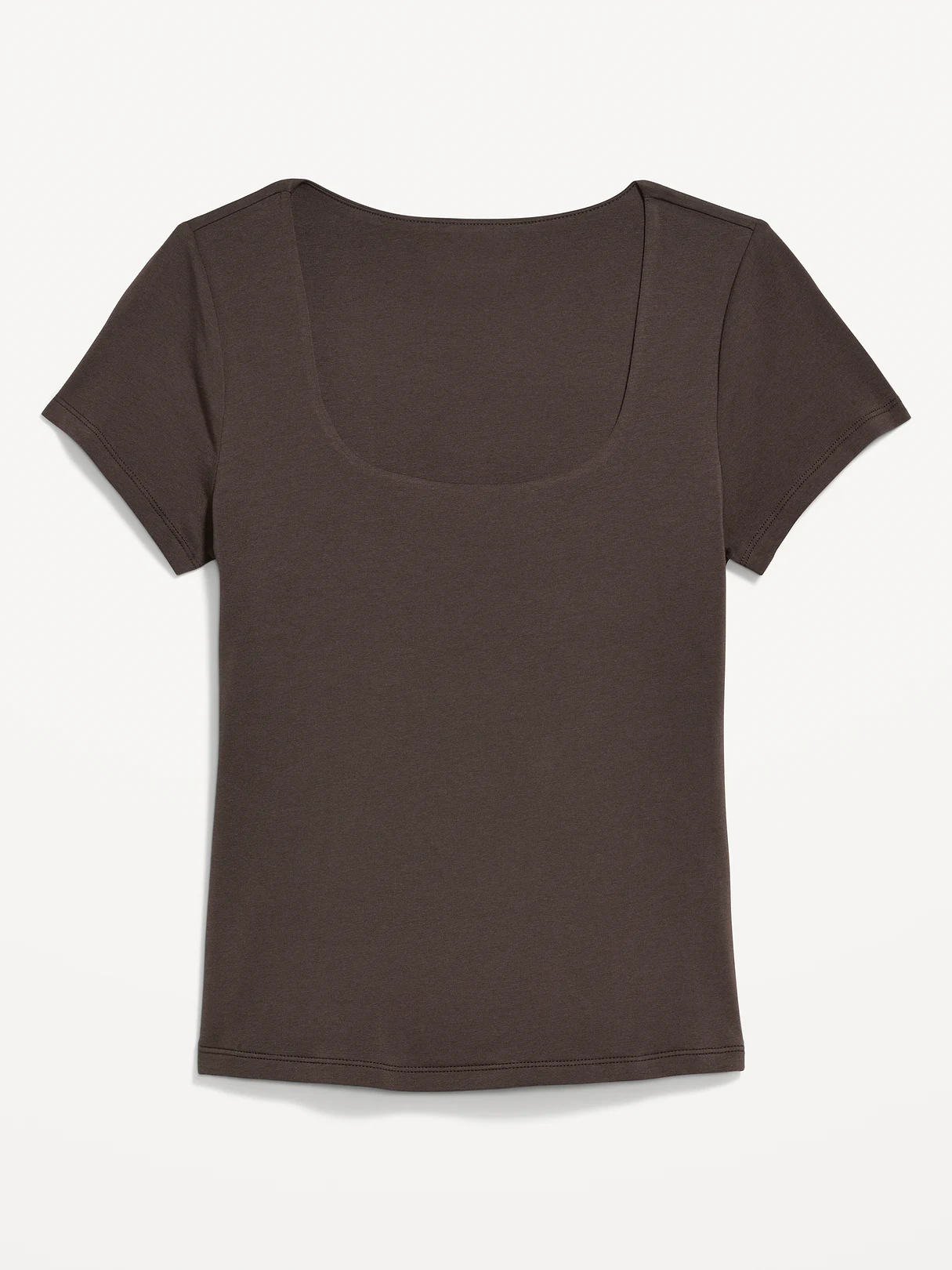 Hug Double-Layer Scoop-Neck Top - Black Coffee