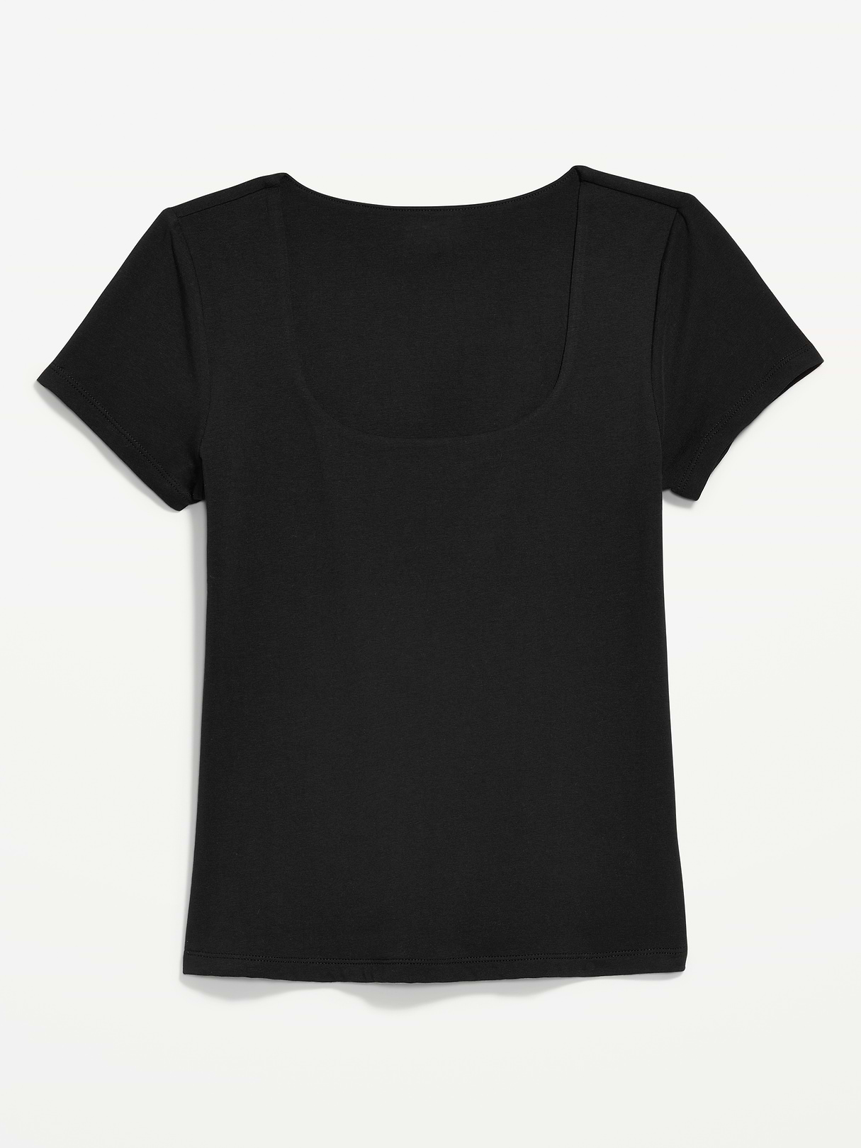Hug Double-Layer Scoop-Neck Top - Black Jack
