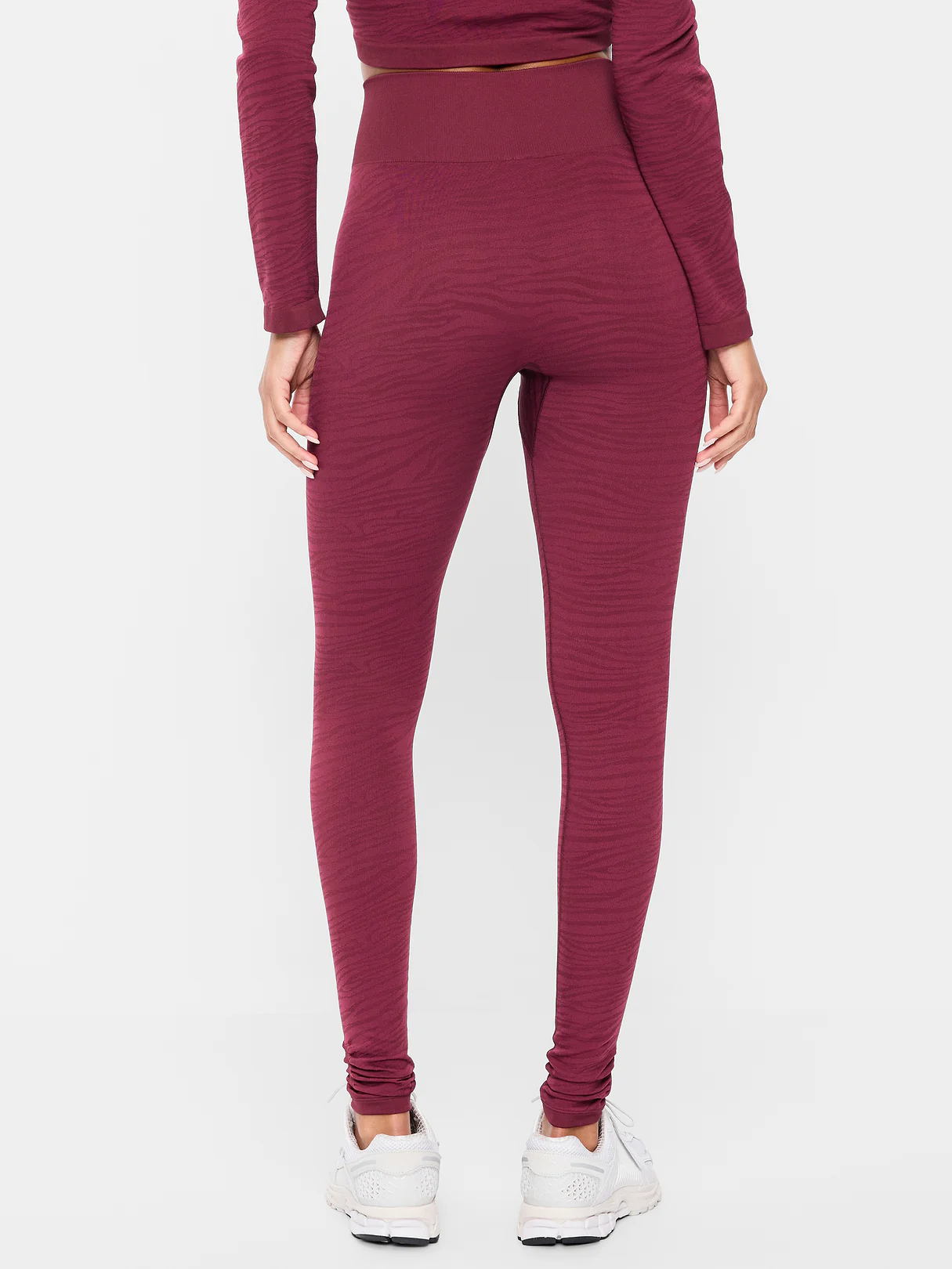 High-Waisted Seamless Jacquard Leggings - Thimble Berry