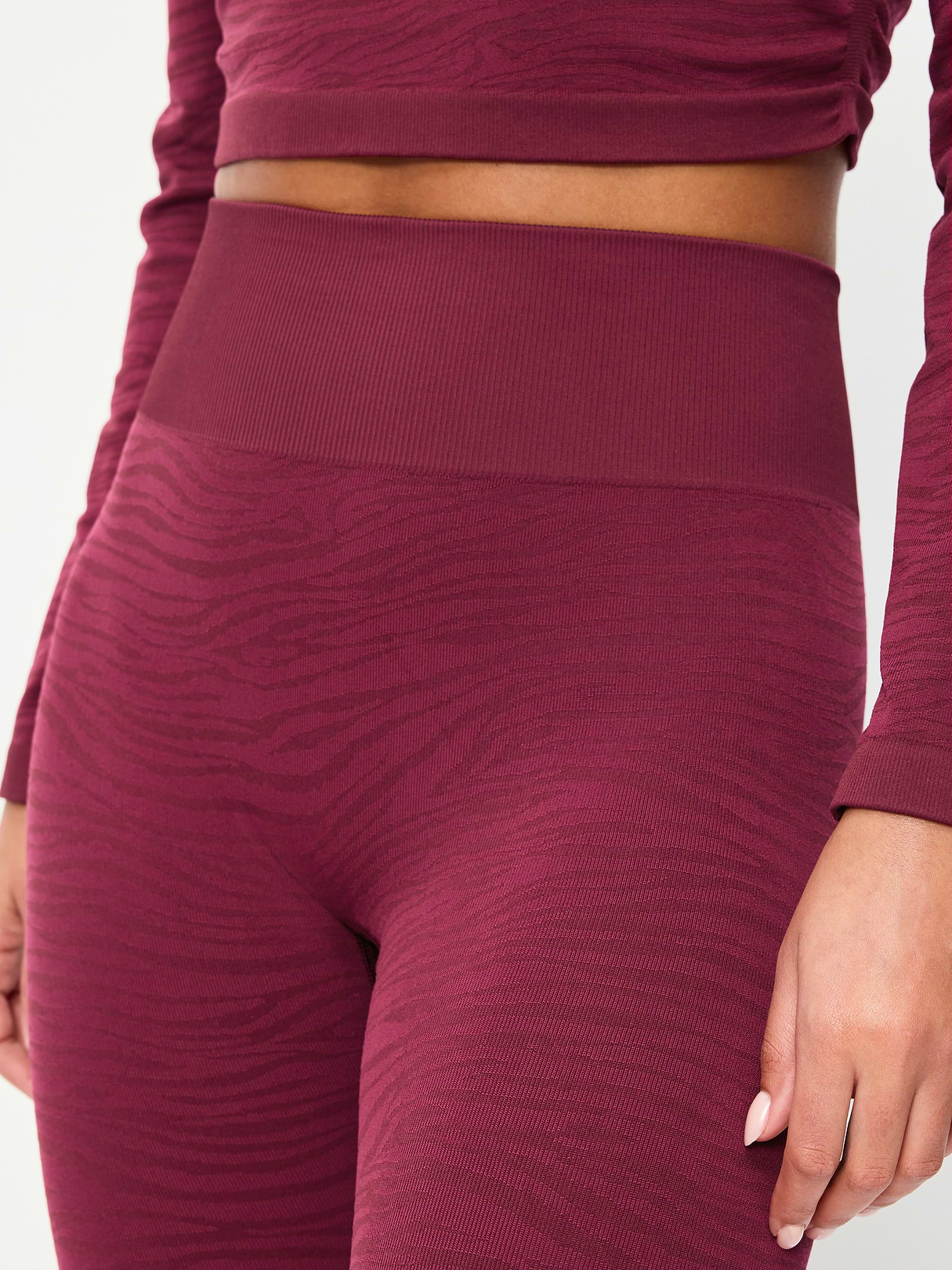 High-Waisted Seamless Jacquard Leggings - Thimble Berry