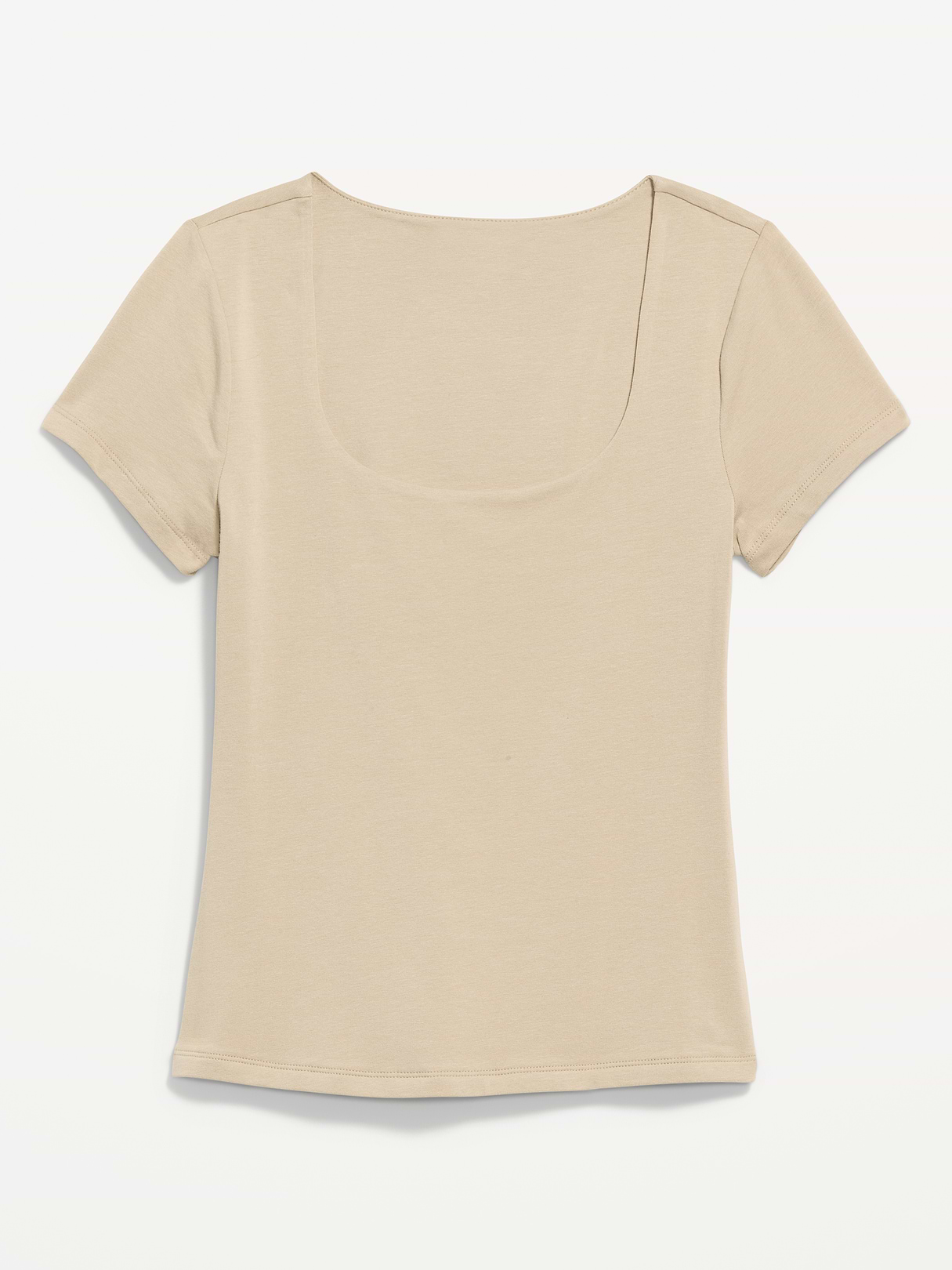Hug Double-Layer Scoop-Neck Top - Mocha Taffy