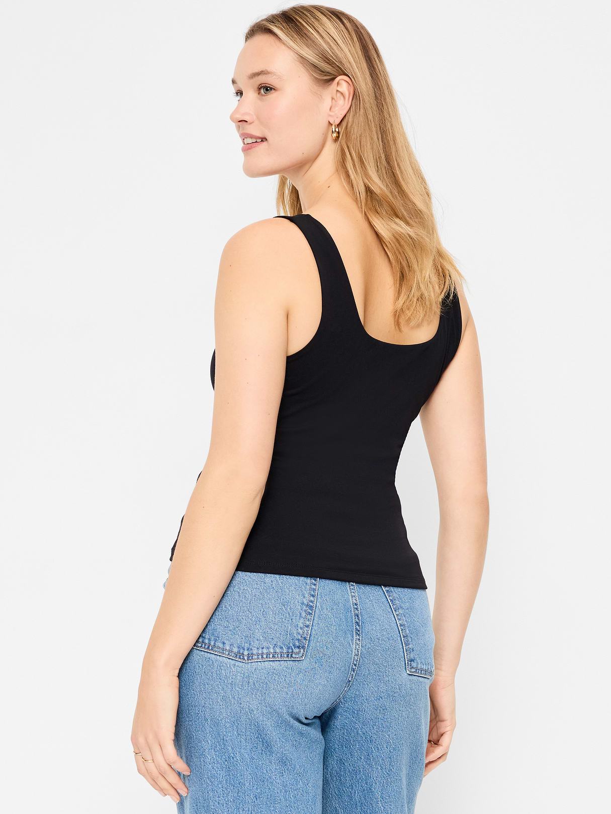 Hug Double-Layer Scoop-Neck Tank Top - Black Jack 3