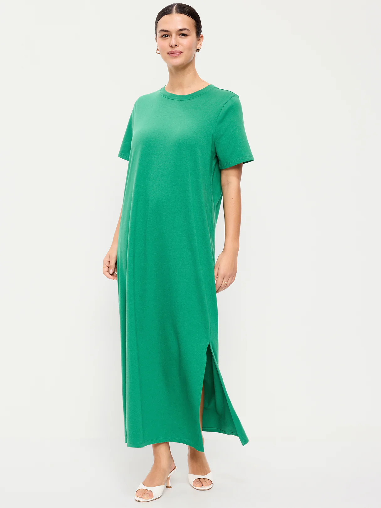 Vintage Crew-Neck Maxi Dress - Emerald Pigment