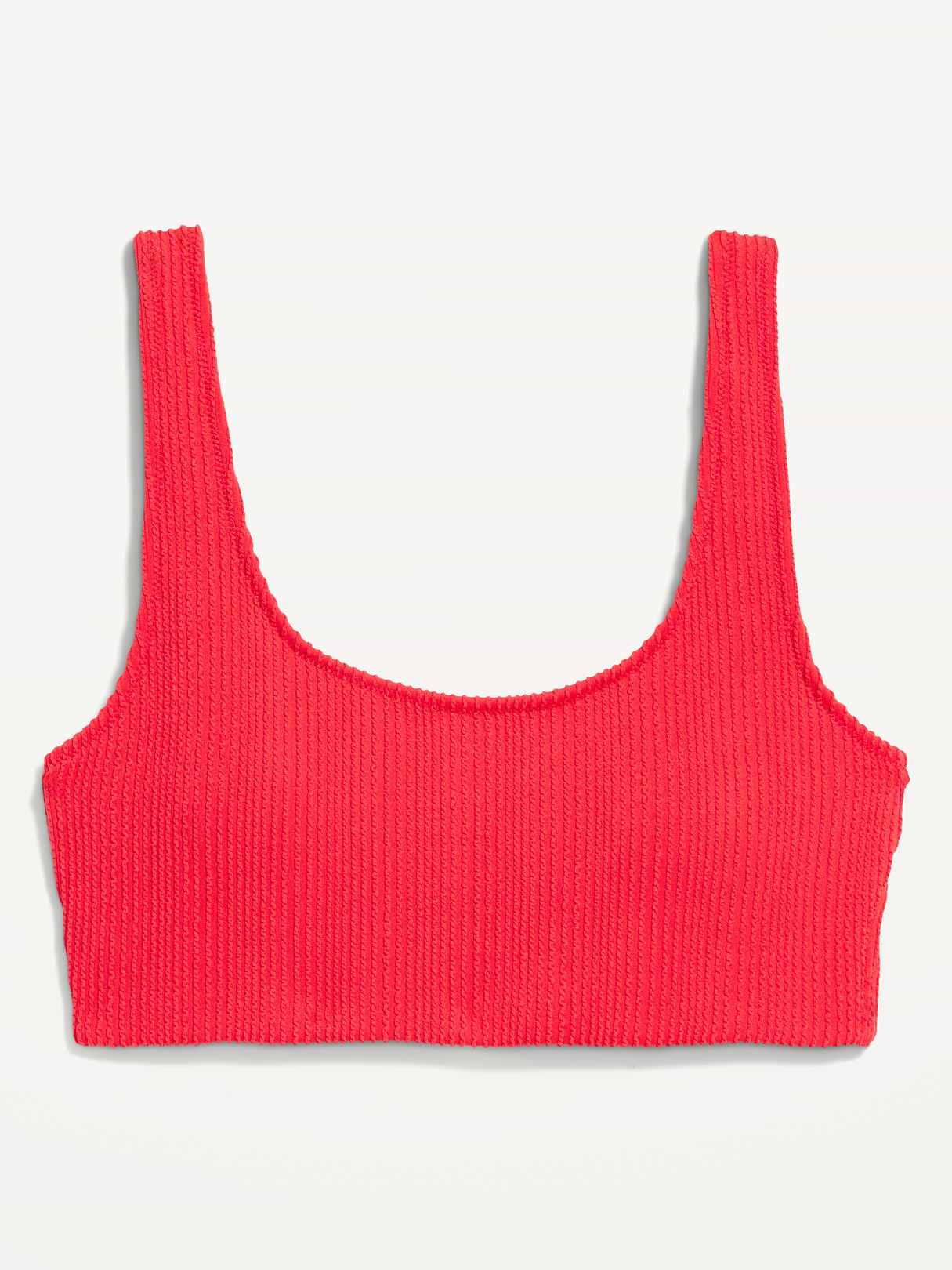 Ribbed Scoop-Neck Swim Top - Amaryllis