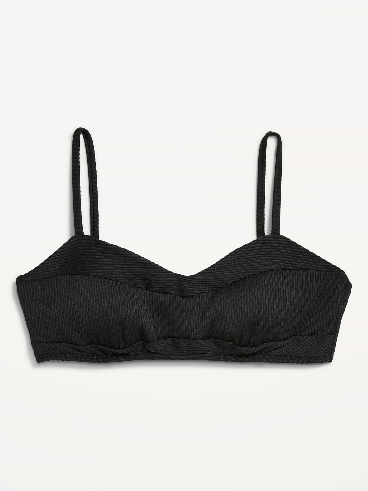 Ribbed Bra Bikini Swim Top - Black Jack