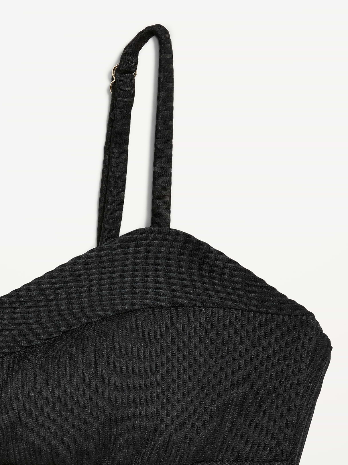Ribbed Bra Bikini Swim Top - Black Jack