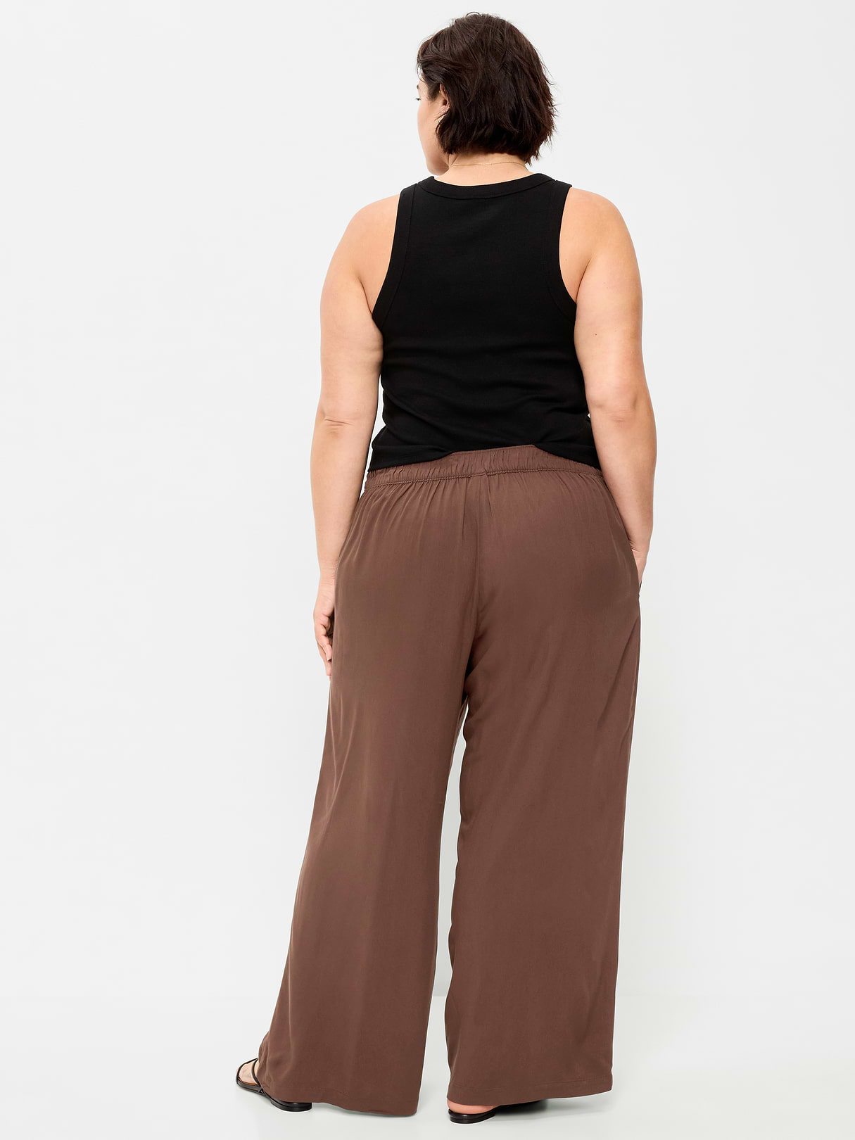 High-Waisted Playa Wide-Leg Pants - Peppercorn