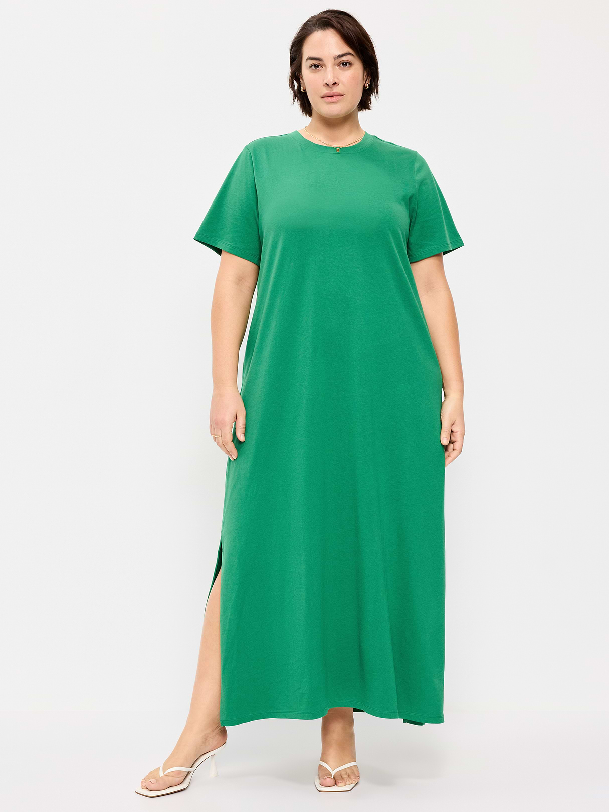 Vintage Crew-Neck Maxi Dress - Emerald Pigment