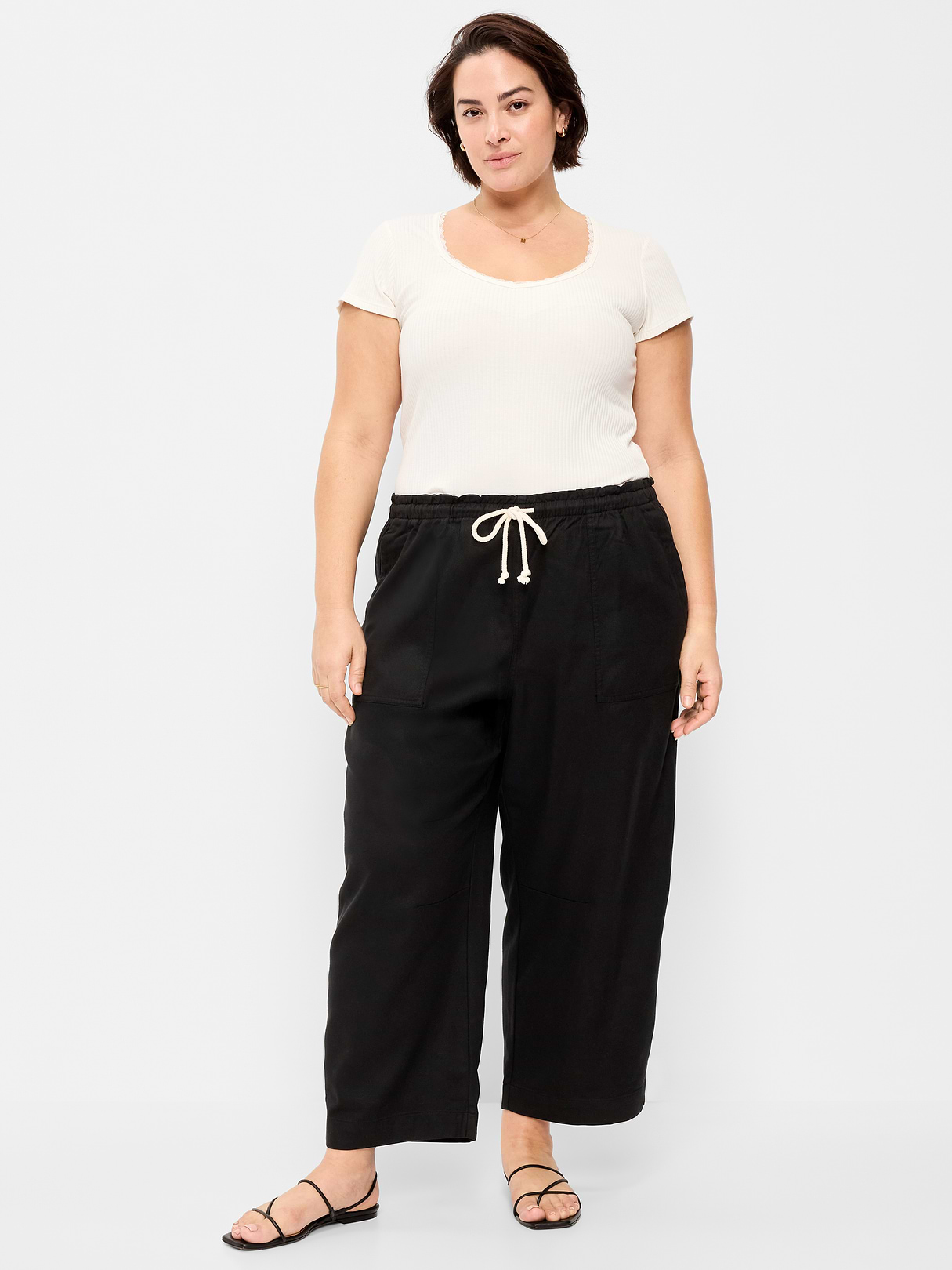 High-Waisted Utility Ankle Pants - Black Jack