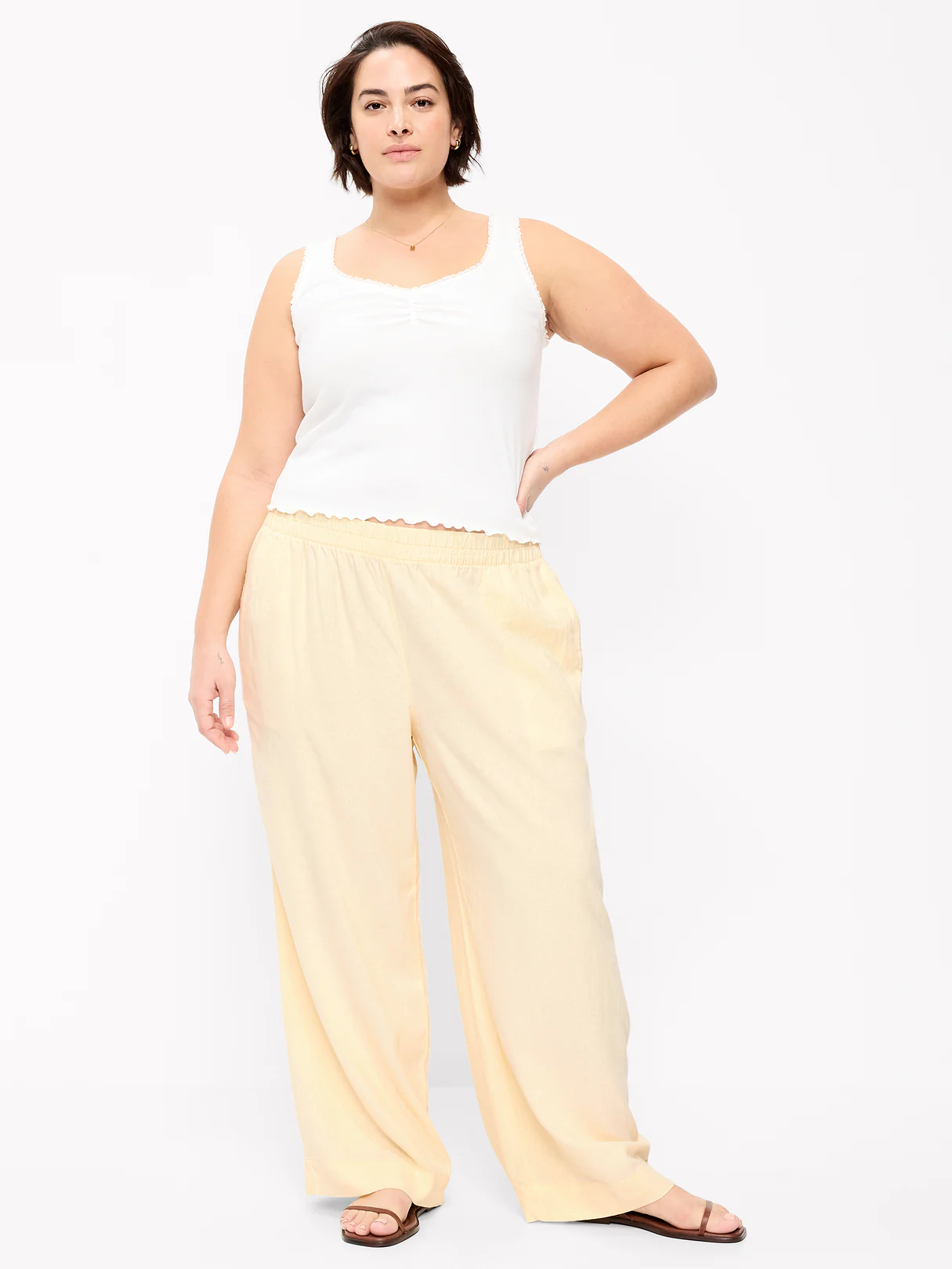 High-Waisted Linen-Blend Super Wide-Leg Pants - Celestine