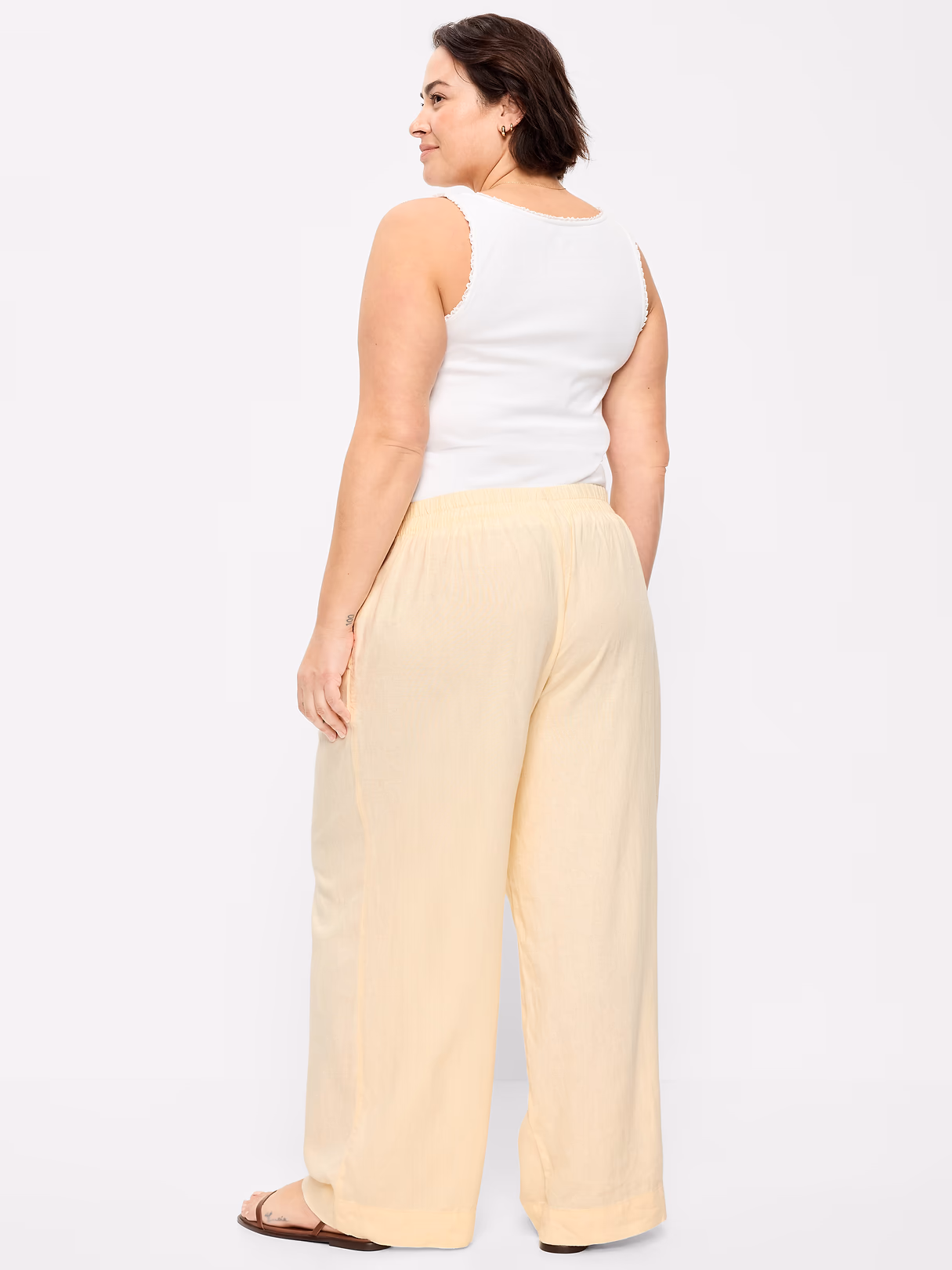 High-Waisted Linen-Blend Super Wide-Leg Pants - Celestine
