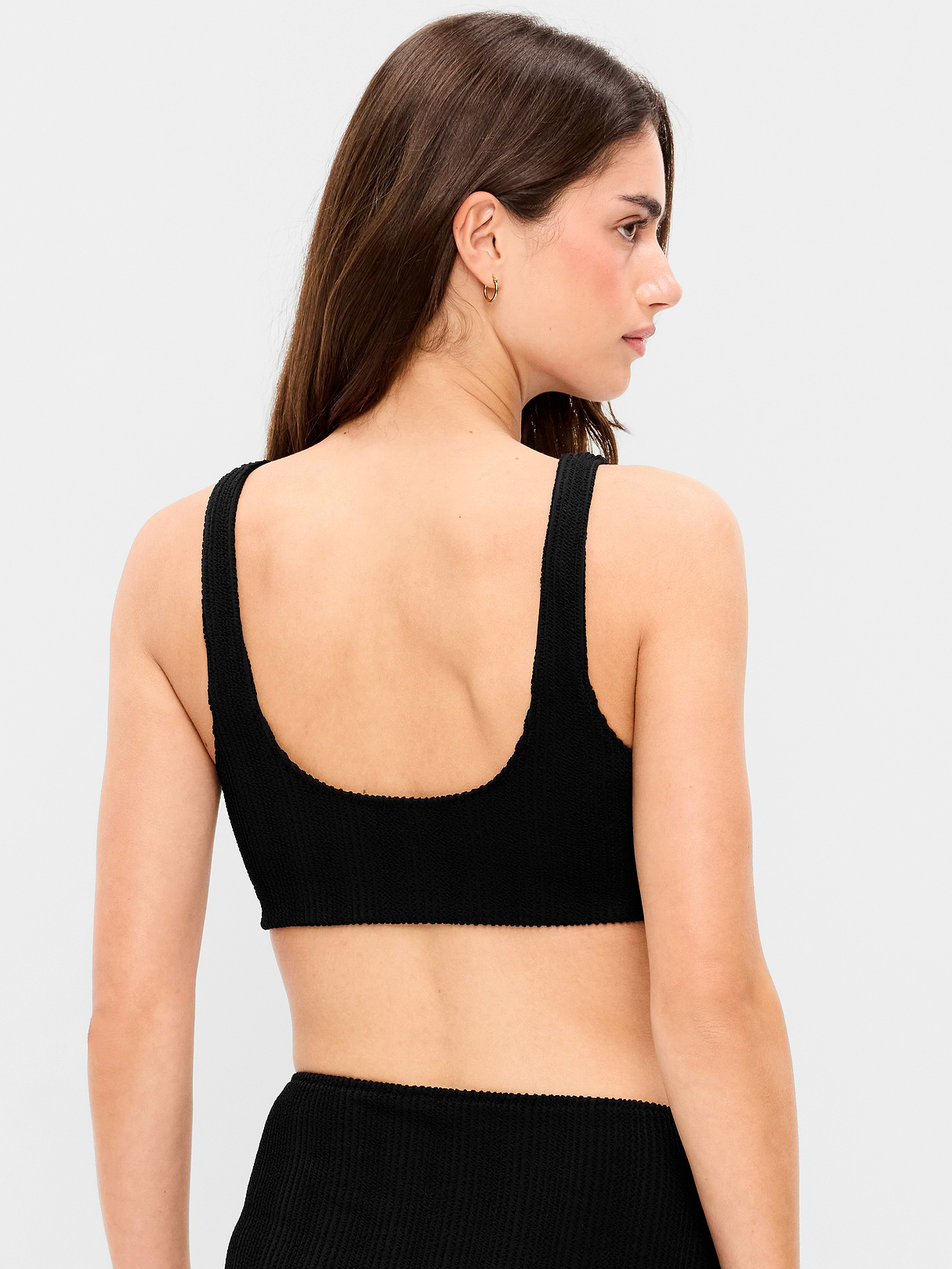 Ribbed Scoop-Neck Swim Top - Black Jack